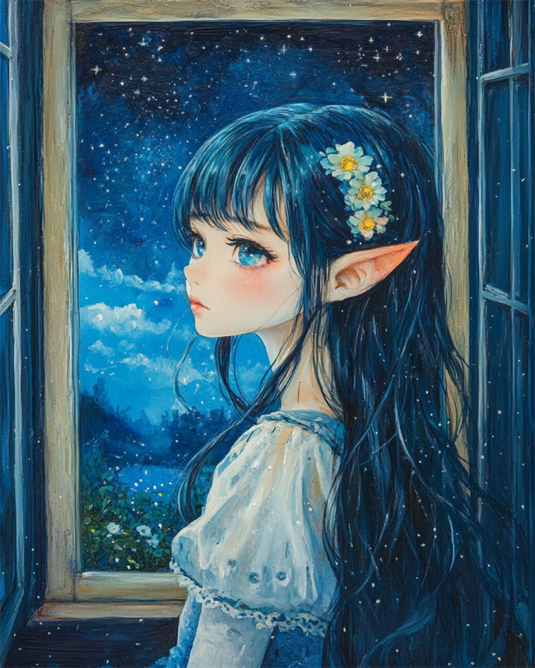 Ambattery Girls Color Diy Bead Embroidery Kit Anime Elf Needlepoint Handcraft Kit Diy Beaded Painting 3D Tapestry Bead Cross Stitch Set 40X50cm