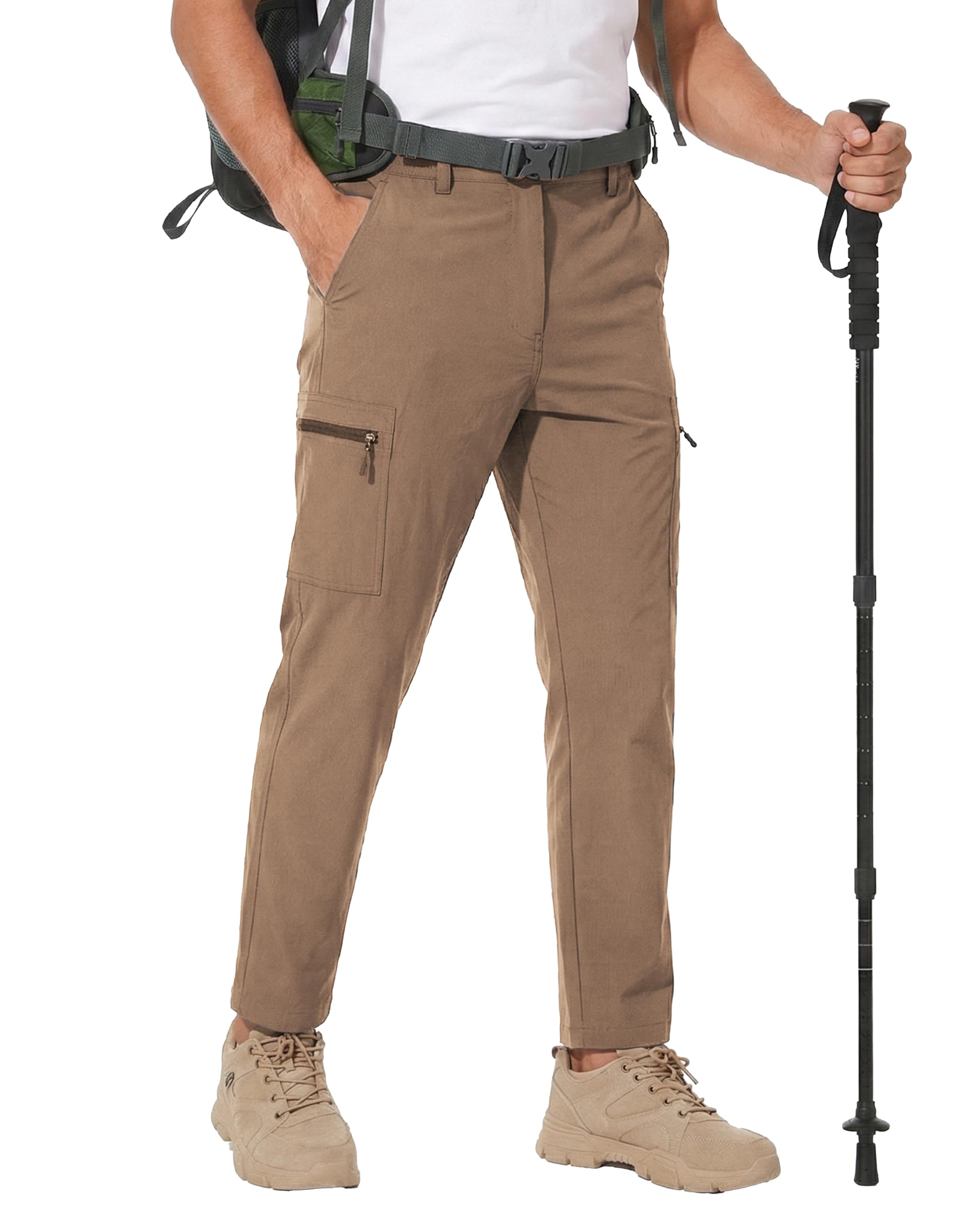 NATUVENIX Pantaloni da trekking da uomo con zip off, pantaloni da trekking, leggeri, pantaloni cargo estivi, da lavoro, elasticizzati