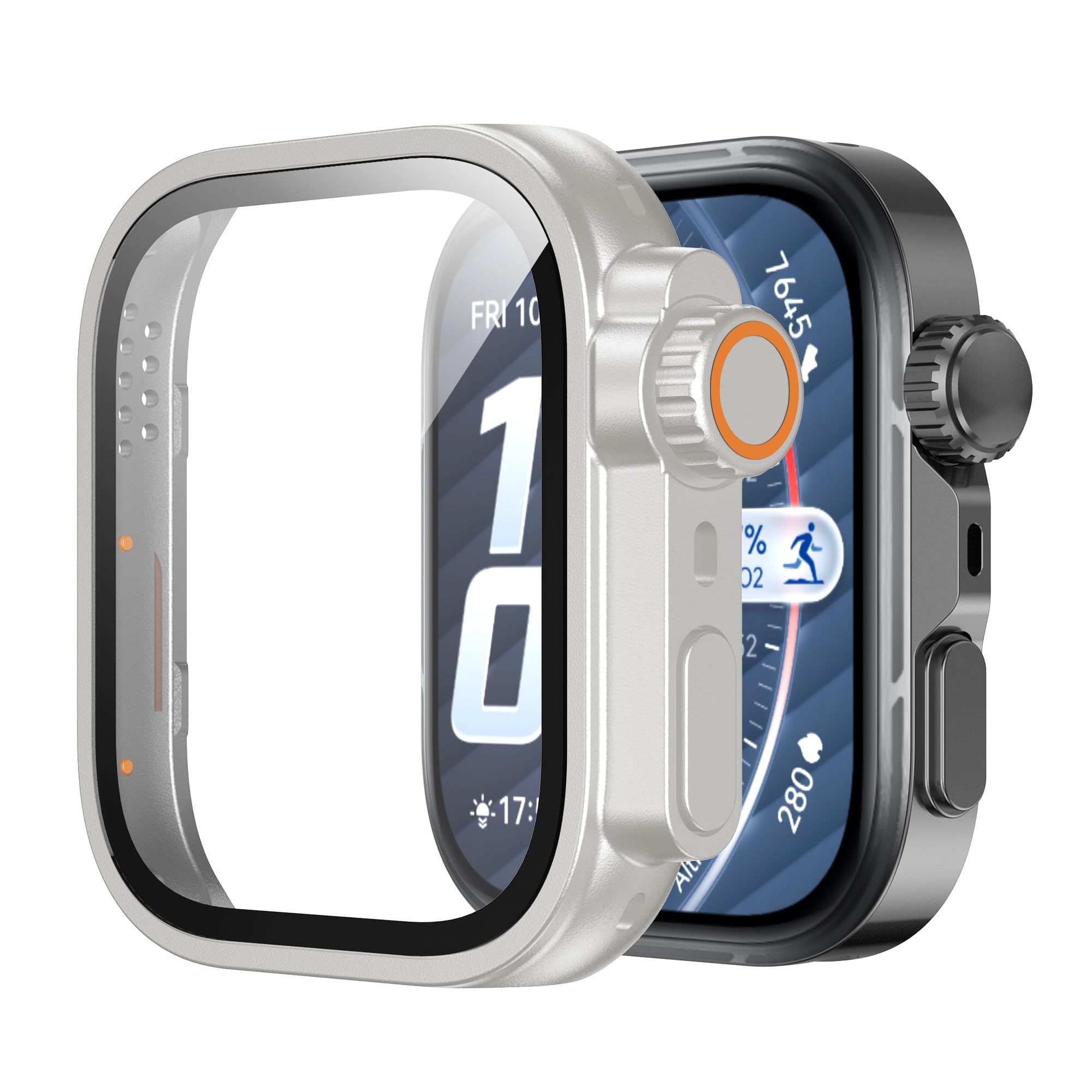 zZjoOoj Etui z folią ochronną do Huawei Watch Fit 5 Pro, całkowita osłona ochronna, wbudowane szkło hartowane ochrona wyświetlacza wysoka czułość, Starlight