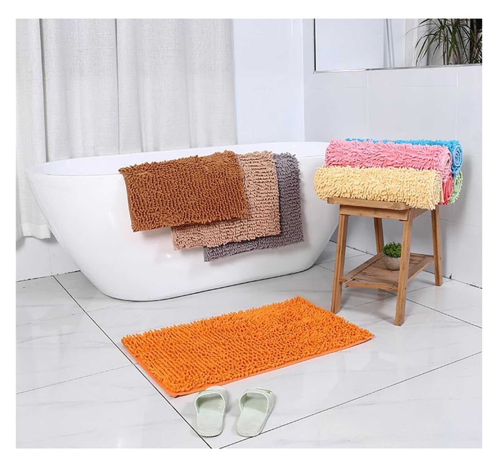 Alfombrilla de baño, alfombrilla de baño de microfibra antideslizante, alfombrilla de chenilla for ducha de baño, alfombrilla de baño peluda súper absorbente, alfombrilla de baño antimoho, alfombra de