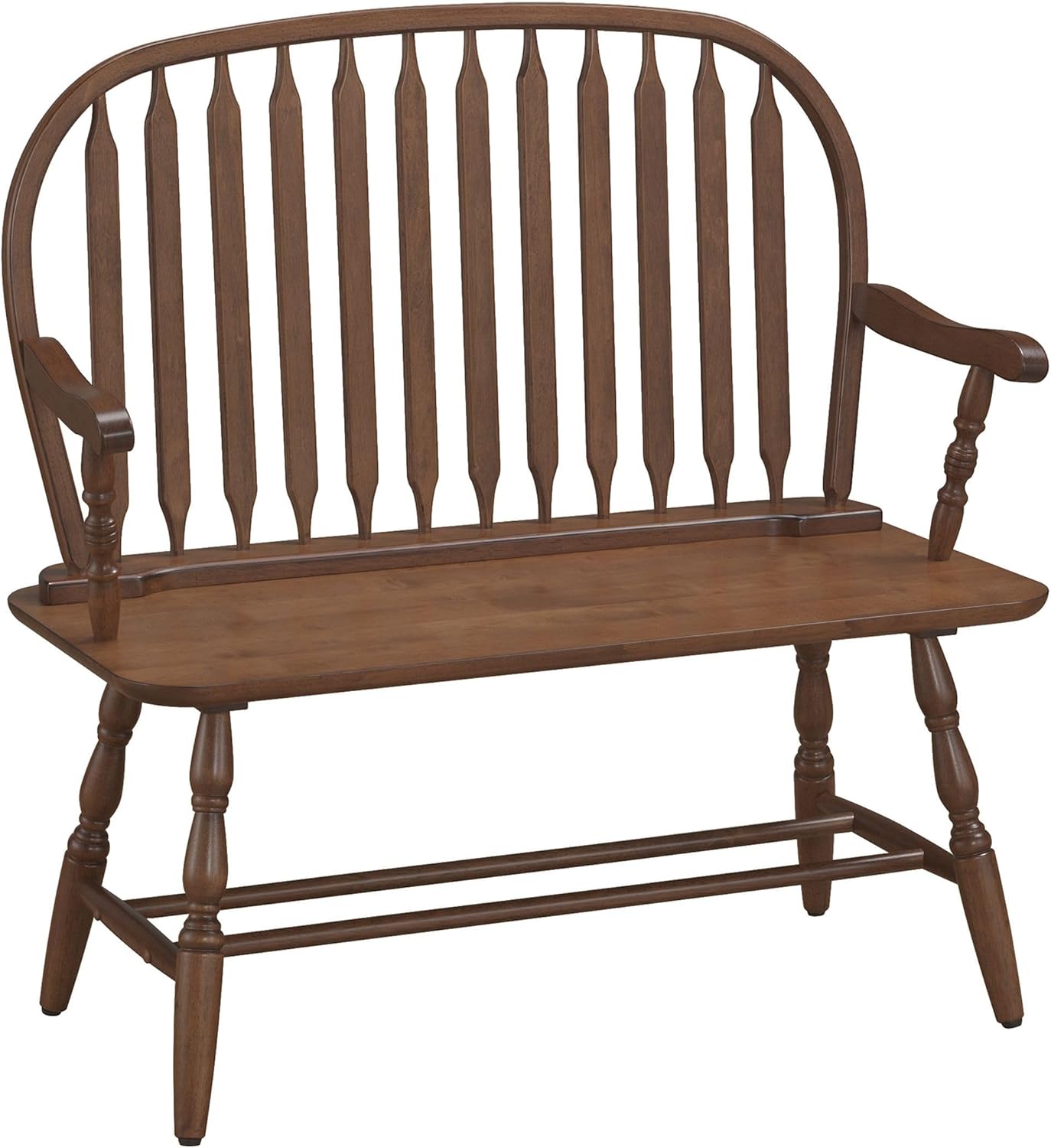 Carolina Chair & Table Farmhouse Windsor Bench – Traditional Style Spindle Back Multi-Step Finish Wooden Frame and Seat Modern Bench - 2 Person Seating Home Decorative Accent Furniture (Elm)