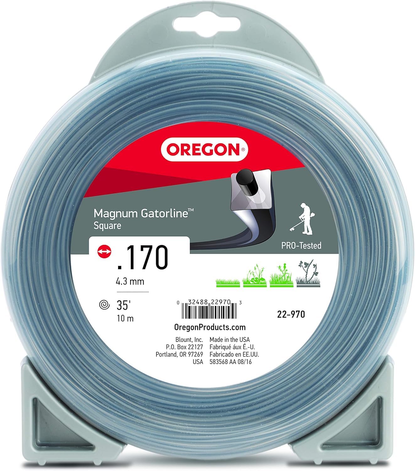 Oregon 22-970 Gatorline Heavy-Duty Professional Magnum .170-Inch-by-36-Foot, 1/2-Pound Coil of Square String Trimmer Line