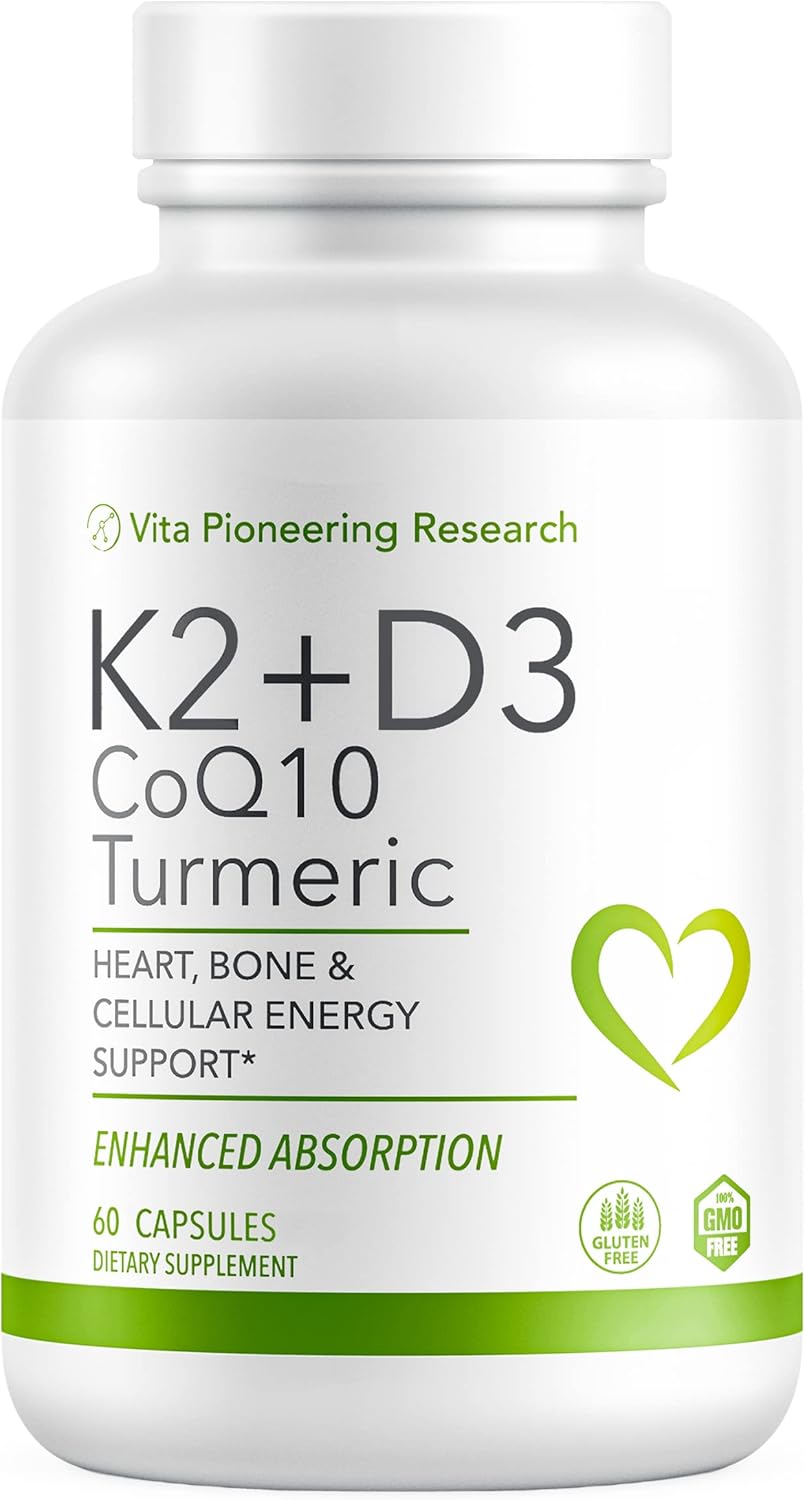 Vitamin D3 2000IU and K2 with Turmeric and COQ10 Heart, Bone