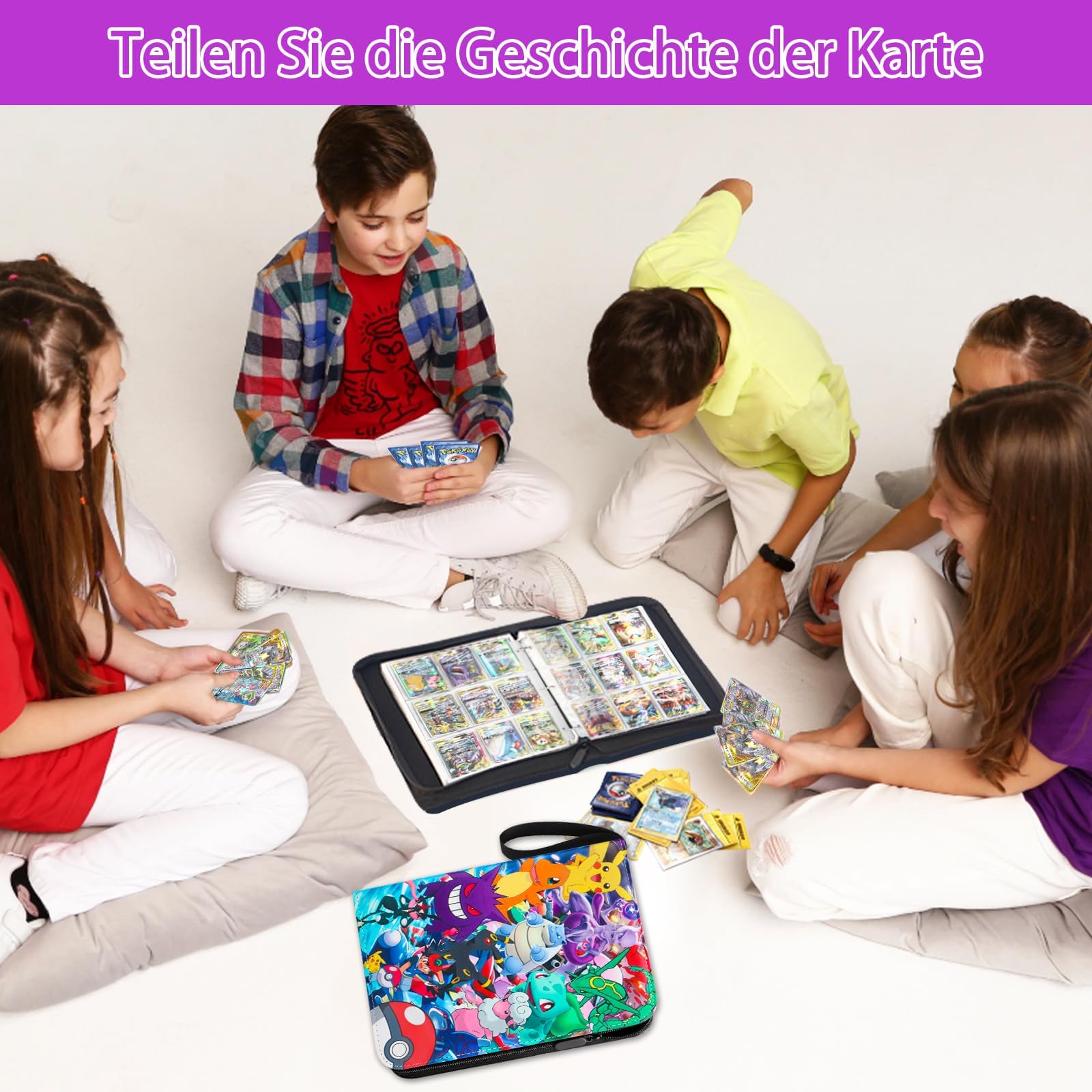 Sammelkarten Album for pokemon - 900 Karten Kapazität Sammelalbum Groß | 50 Doppelseitig,9 Taschen/Seite,Wasserdicht Hefter,PU-Leder,mit Reißverschluss,perfekt für Sammler