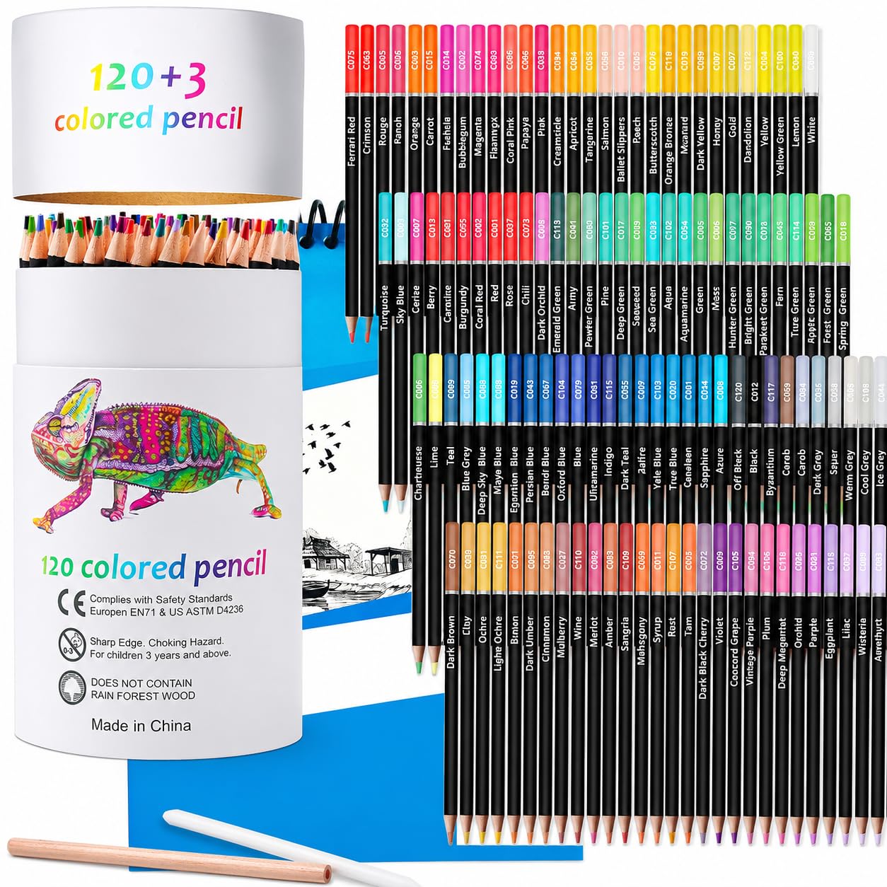 Corslet Premium Colour Pencils Set of 120 & A5 Sketch Book 25 Sheets Pencil Colours Artists Soft Core Vibrant Color Pencil Set for Drawing Sketching Shading Coloring Pencils for Adult Beginners Kids-image-35