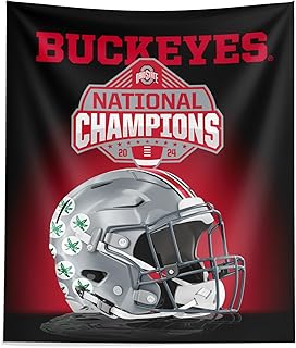 Northwest 2024 NCAA College Football National Champions Ohio State Buckeyes Printed Wall Hanging Tapestry, 34 x 40 in, Woven Polyester Fabric, Decorative Fan Art for Bedroom Office Living Room