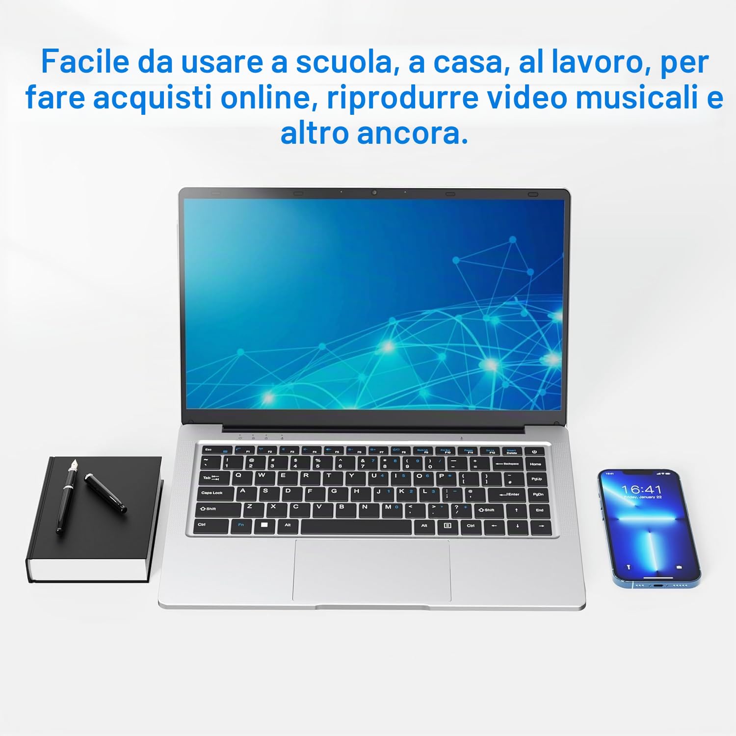 Notebook Portatile 14,1” | Celeron N4000 Dual-Core, 6GB RAM, 128GB SSD, 1366 X 768 UHD, Design Senza Ventola, Wi-Fi & Bluetooth, Mouse Incluso
