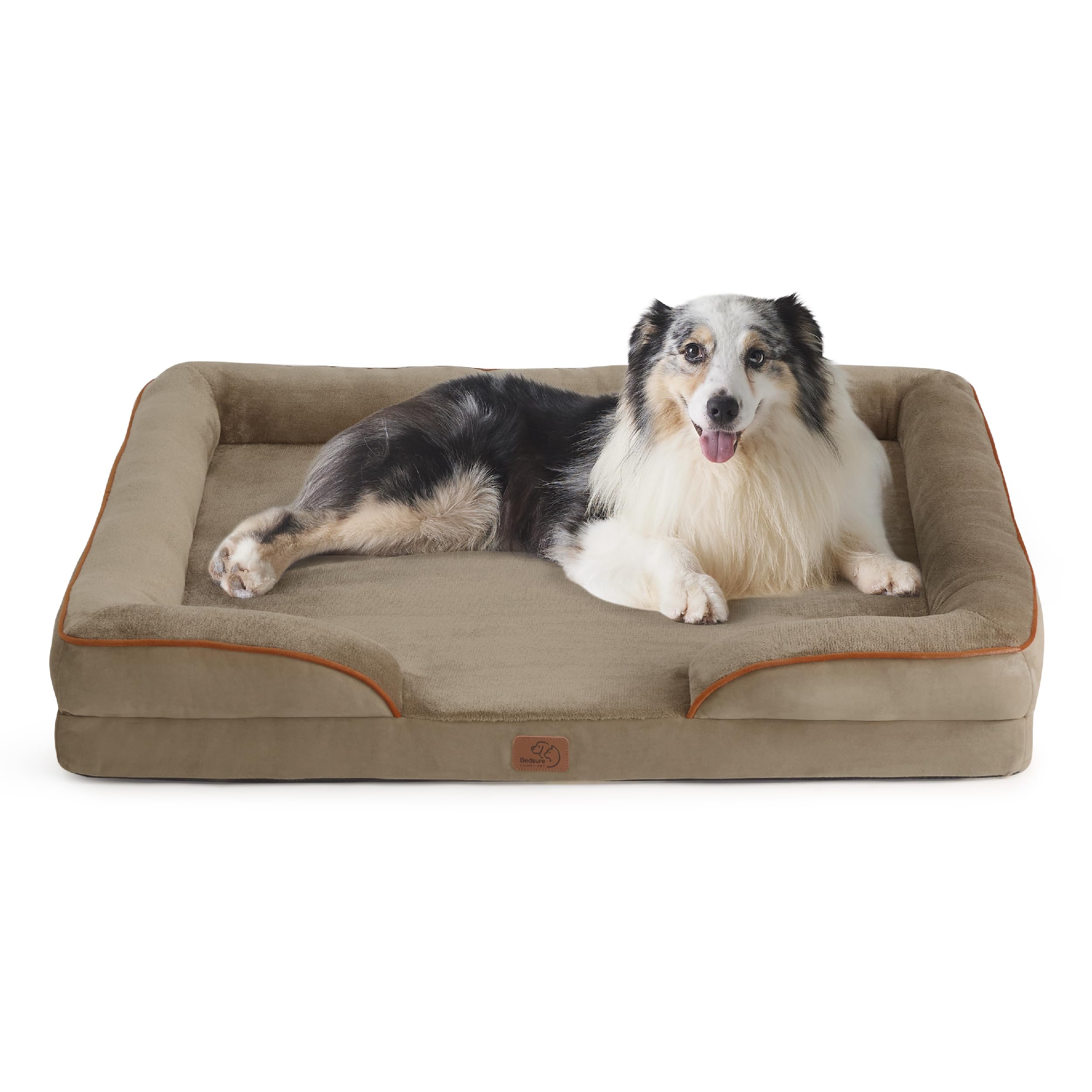 Bedsure Orthopedic Dog Bed for Extra Large Dogs - XL Plus Waterproof Dog Sofa Bed, Supportive Foam Pet Couch Bed with Removable Washable Cover, Waterproof Lining and Nonskid Bottom, Hazel