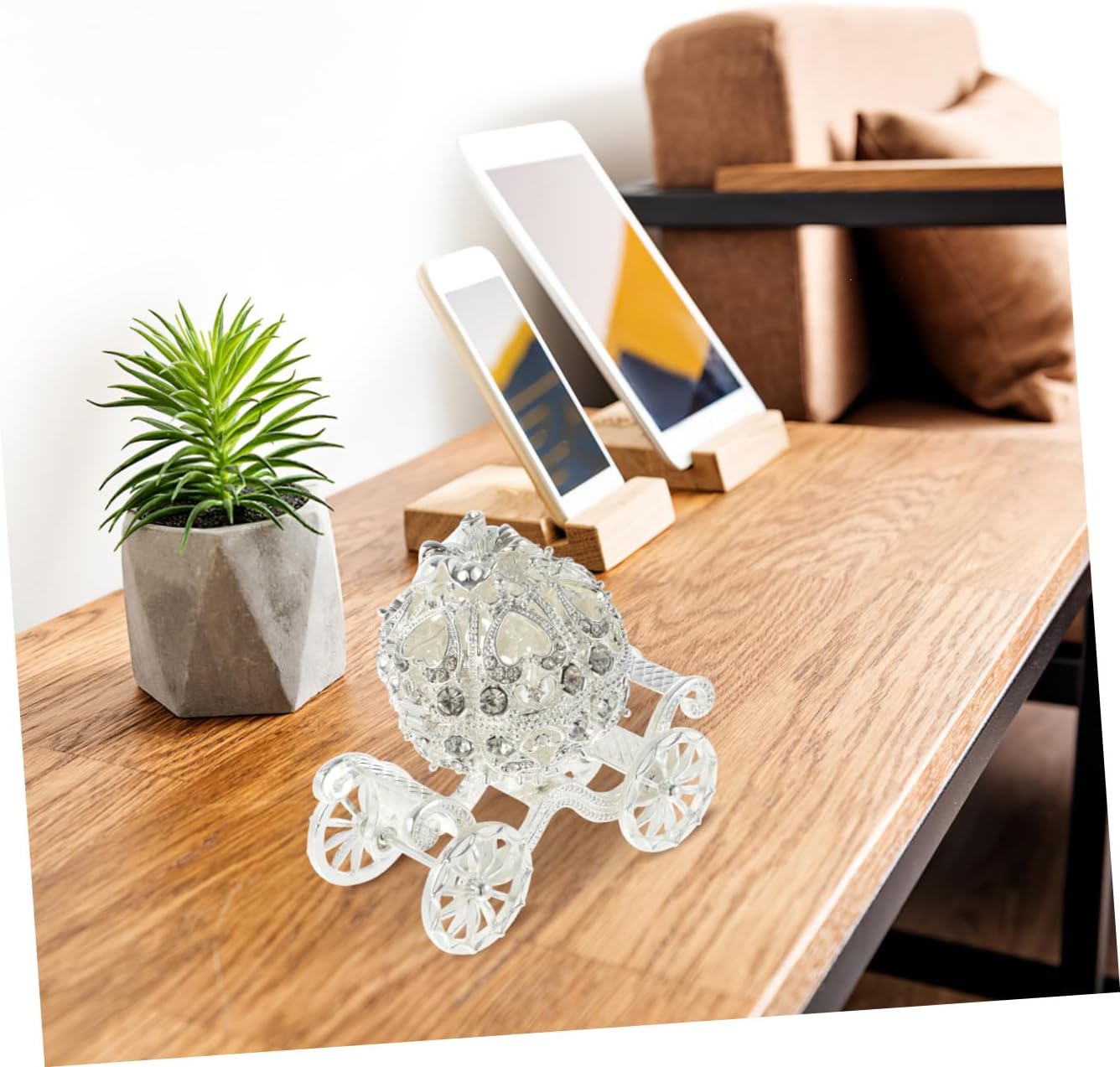 Kisangel 1pc Pumpkin Carriage Jewelry Box Rhinestone Trinket Boxes for Grils Women