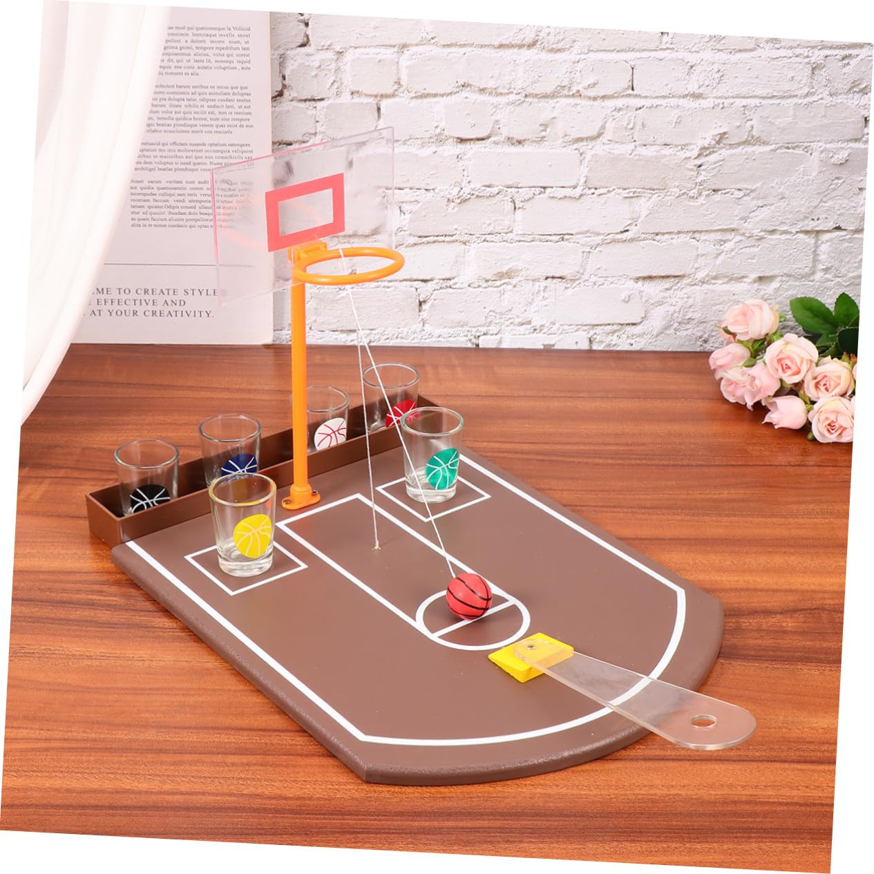 Gatuida Gioco Bere Basket da Tavolo in Acrilico Gioco Bar Divertente per Adulti Accessorio Intrattenimento Feste Facile da Usare per Amici e Bar