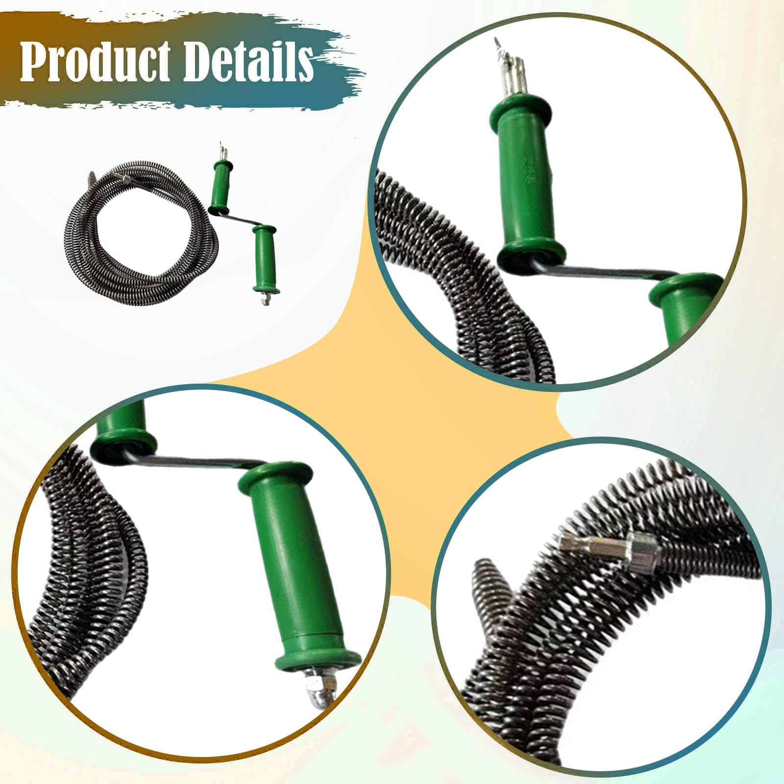 Cable de Drenaje Flexible Herramienta para Desatascar Tuberías Limpiador de Desagüe con Cable de Acero de Manganeso y Robusta Adecuado para, Muelle de 15 M