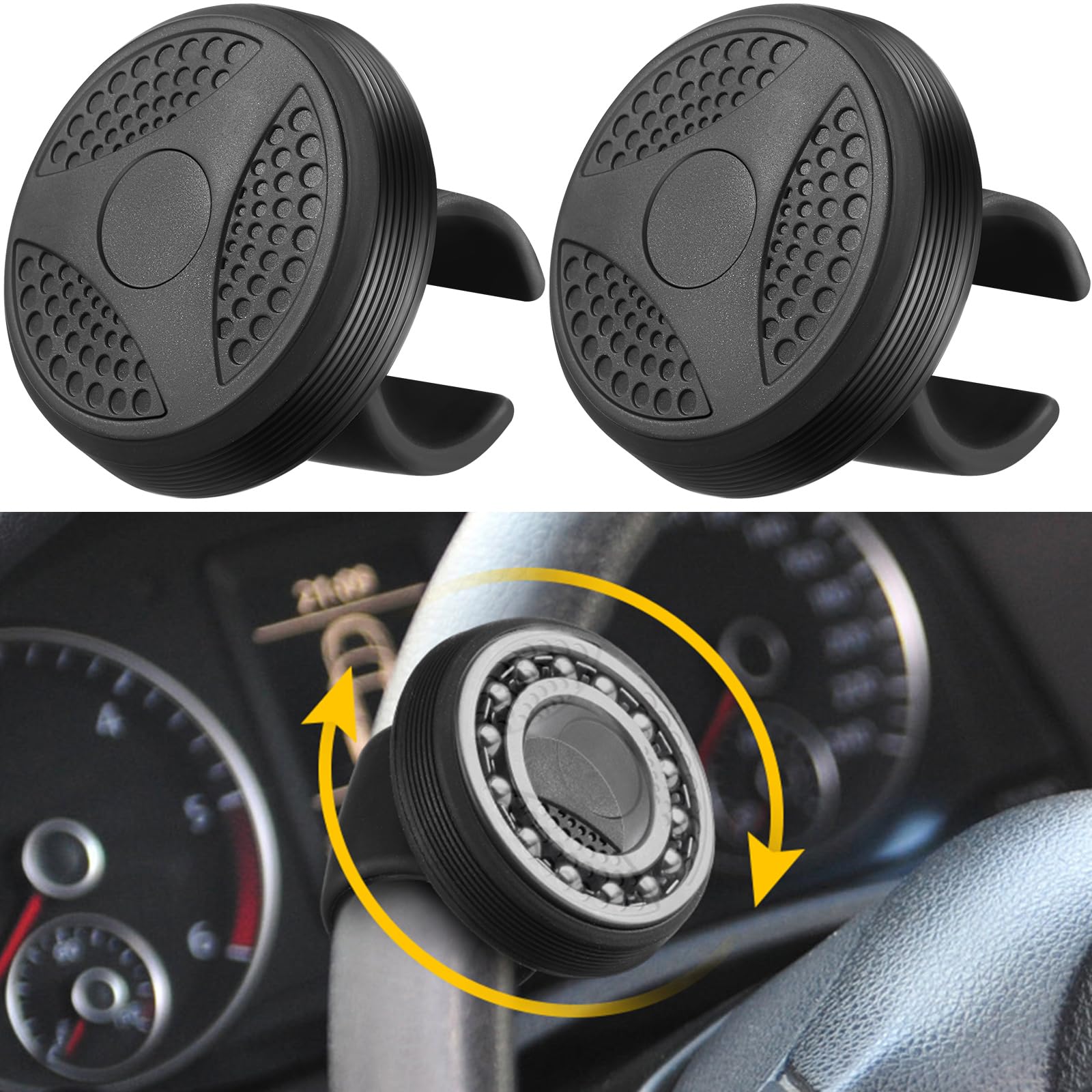 DaisyInner 2 Pieces Steering Wheel Knob Spinner Suicides Knob for Steering Wheel 360 Degrees Rotation Tractors Speed Accessories for Cars, Trucks, Tractors, Boats, Golf Carts