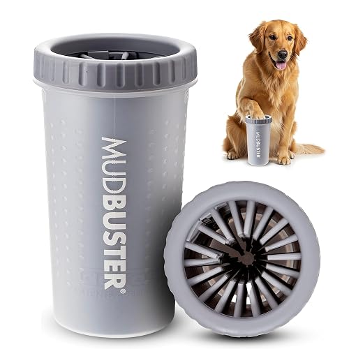 Dexas MudBuster Lavadora portátil para patas de perro, grande, gris claro