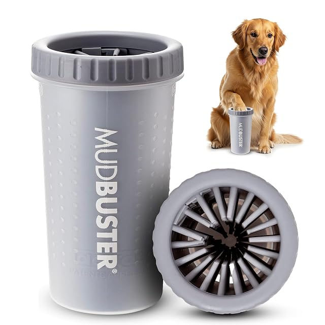 Dexas MudBuster Lavadora portátil para patas de perro, grande, gris claro