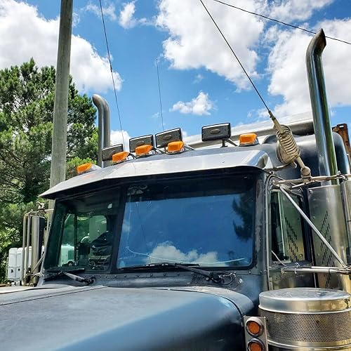 Miniatura 5 de 5 luces LED ámbar de 31 luces LED para techo de cabina con base cromada compatible con Peterbilt Kenworth Freightliner Volvo Mack