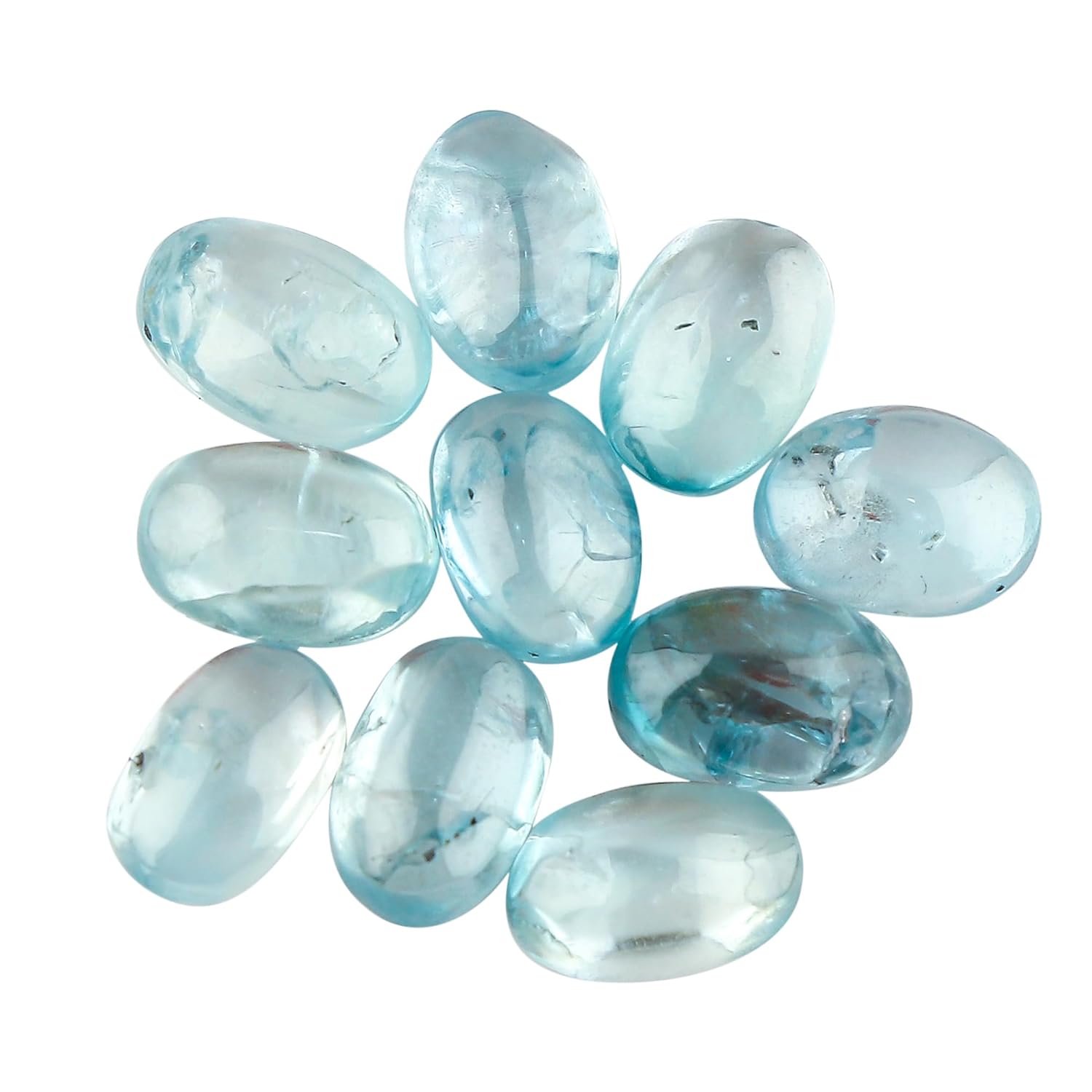 ColouredRocks Blue Zircon (14cts) (10pcs) (7x5-8x5mm) Natural Cabochon Crystals, Loose Gemstone, Wholesale Polished Supply, Jewelry Making, Chakra Healing Stone, DIY Craft, Gem Collection