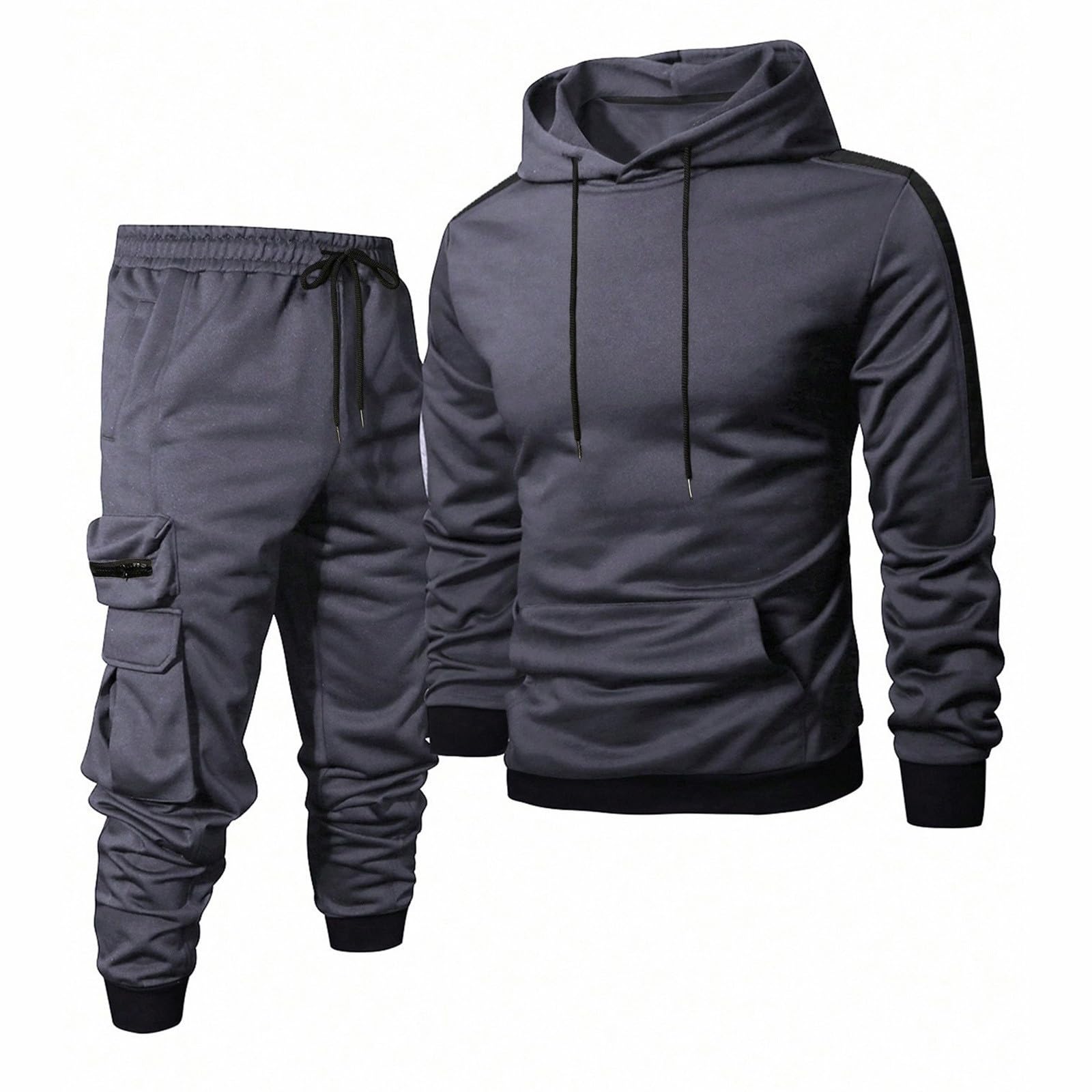 Générique Set da jogging da uomo, 2 pezzi, in cotone, abbigliamento sportivo, tuta da ginnastica, pantaloni leggeri e traspiranti, alla moda, per tutti i giorni, A80