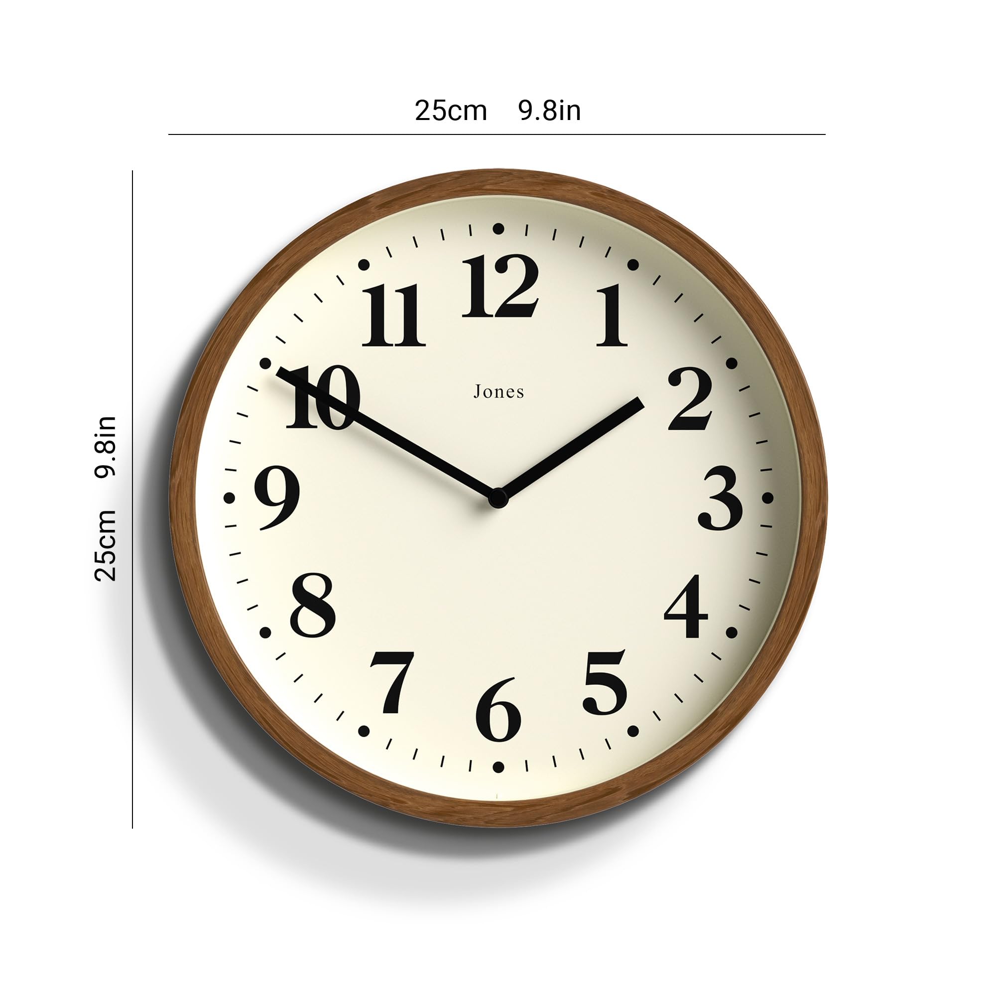 Jones Clocks® Lodge wall clock, Dark Faux Wood, 9.8 Inches - Image 3