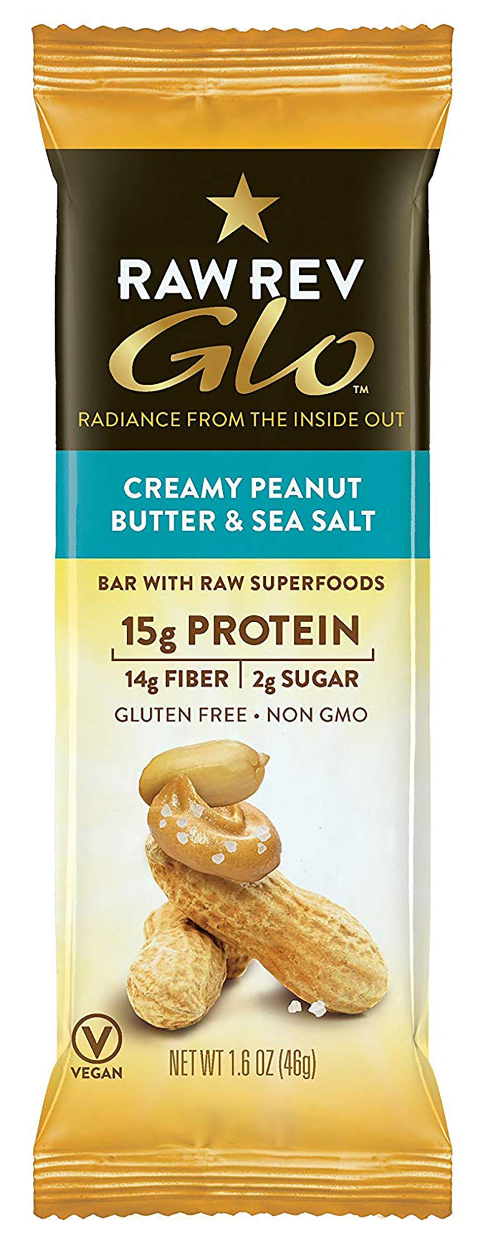 Raw Rev GloVegan Protein Bars, Creamy Peanut Butter & Sea Salt, 1.6 Ounce (Pack of 144)
