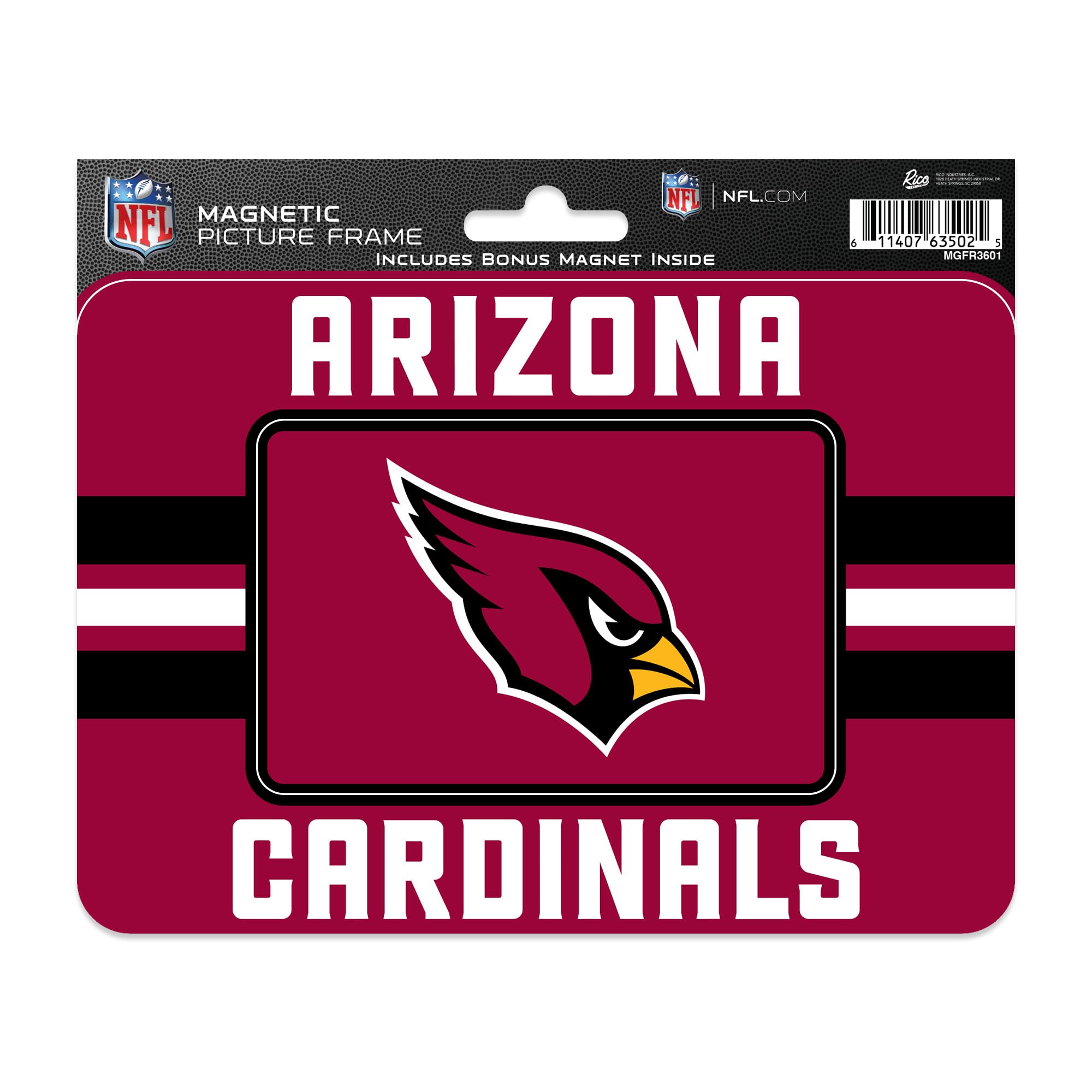 Cadre photo magnétique NFL Arizona Cardinals 12,7x17,1 cm anti-chute pour frigo