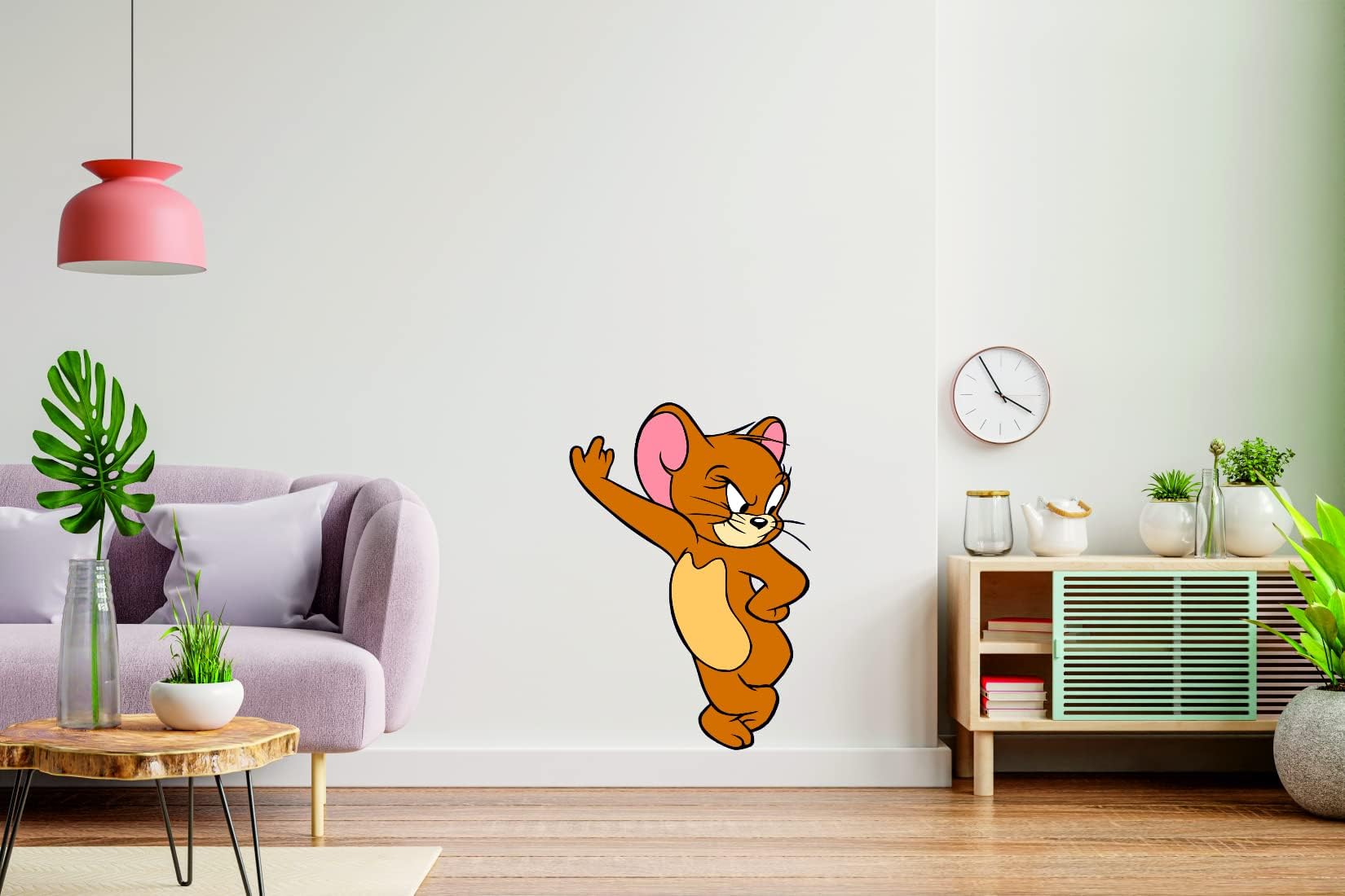 Polyvinyl Chloride Jerry Door Sticker for Living Room, Bedroom, Office (Standard, Multicolour) (Desg-07)