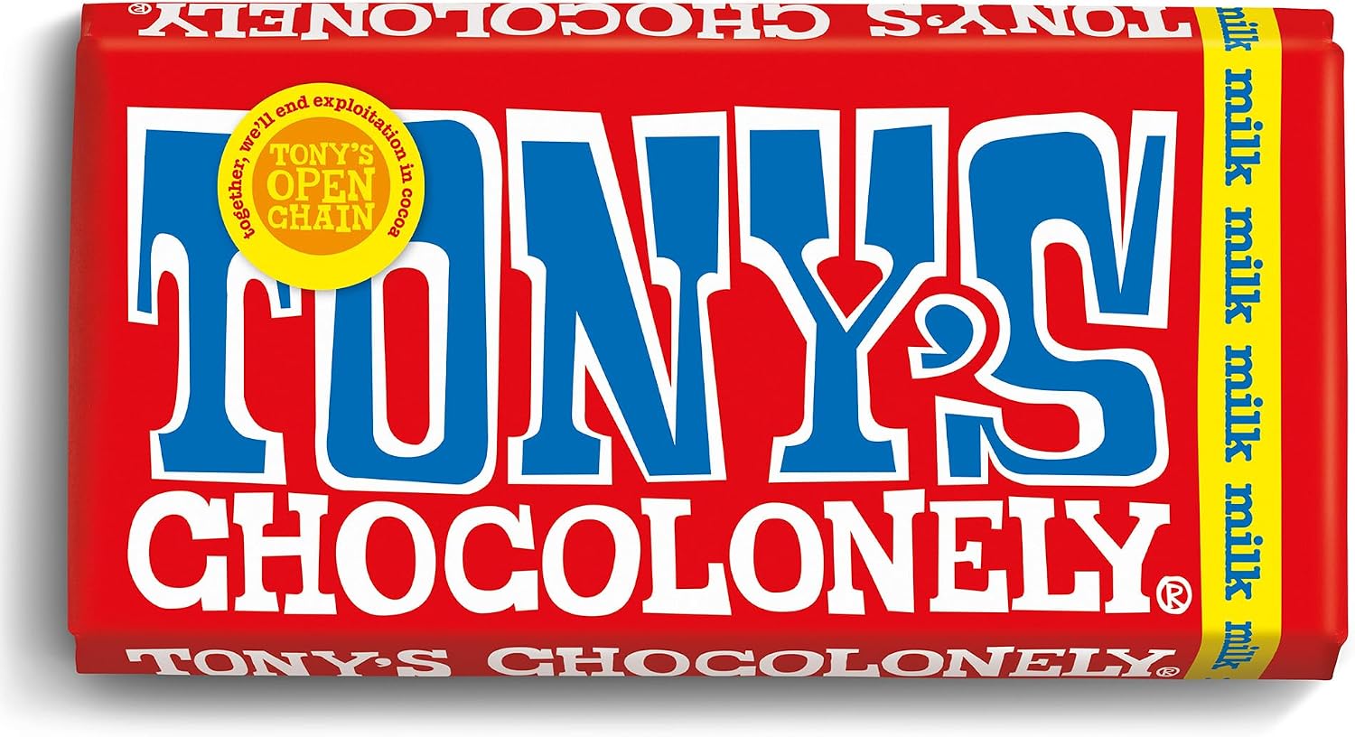 Tony's Chocolonely Milk Chocolate Bar - 180g Belgian Fairtrade Chocolate, Gift, 32% Cocoa, Vegetarian