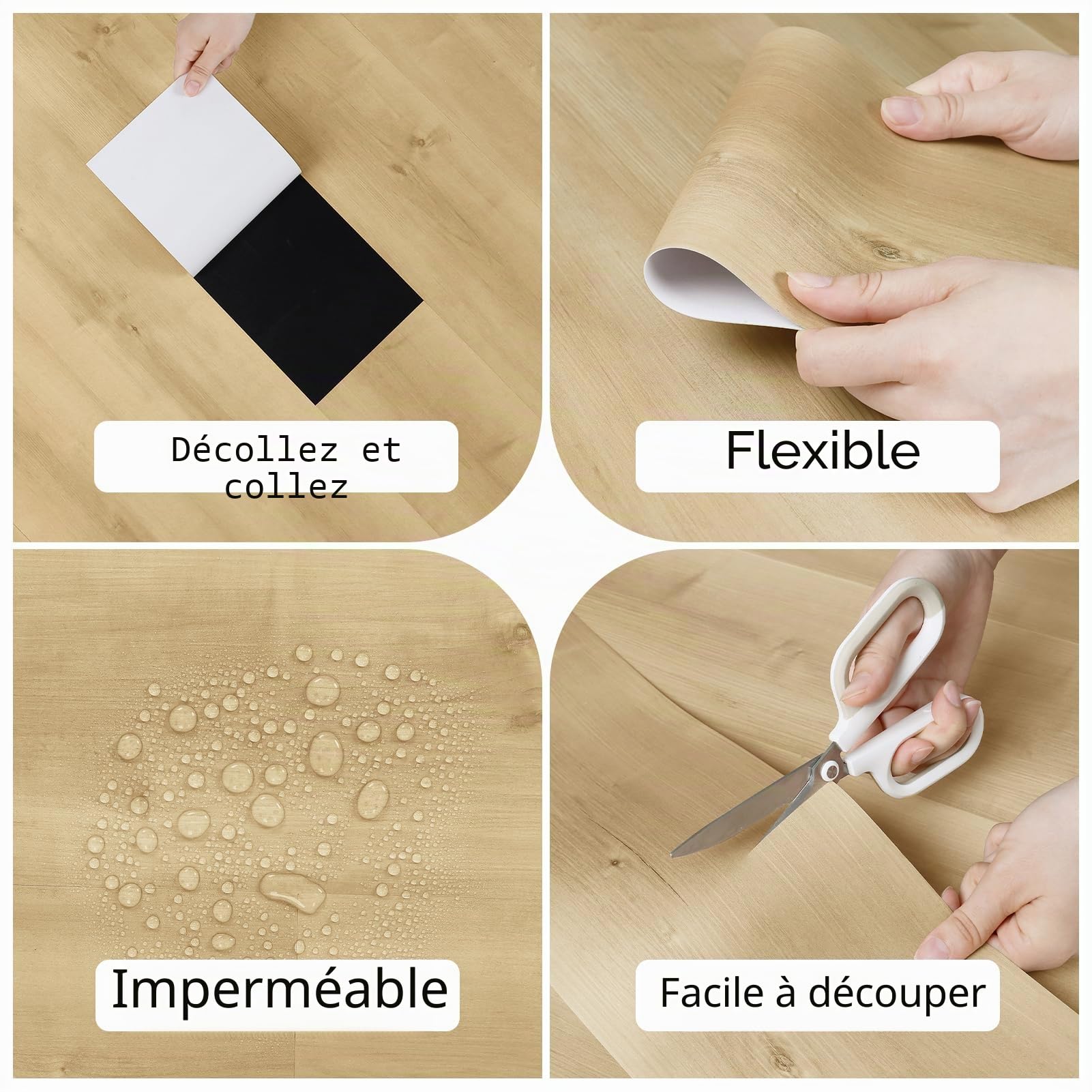 Sol Pvc Bois Beige Jaune 24 Pièces 90cm X 15cm Dalle PVC Adhesive Sol Lavable Lino Cuisine Salle De Bain Carrelage Moderne Revetement Mural Bois