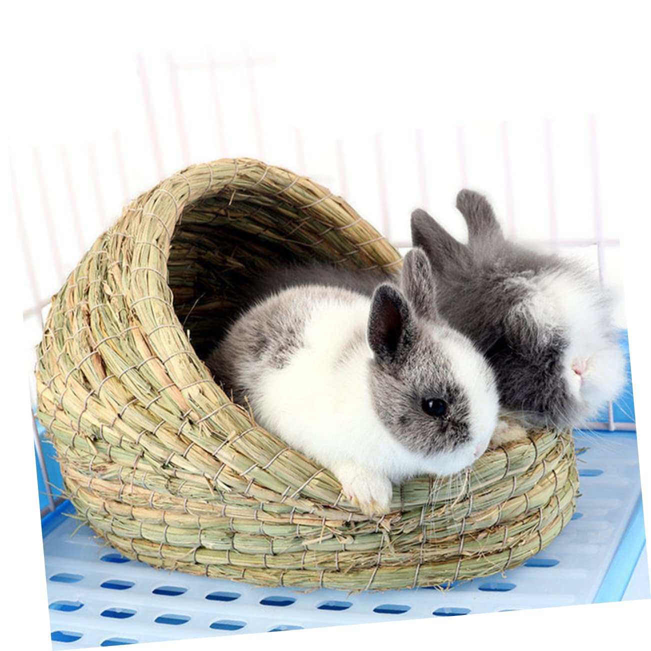 Housoutil Gewebtes Hamsternest aus Stroh für Kleine Haustiere, Grün