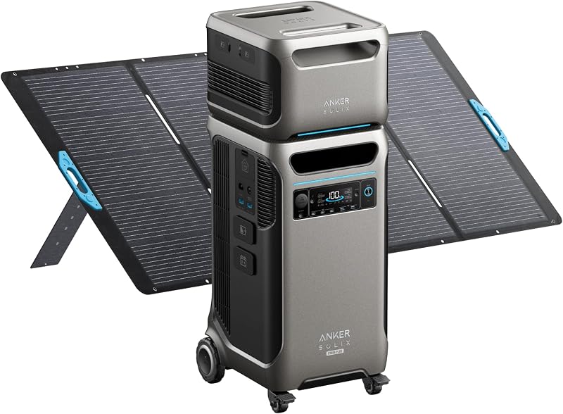 Central Eléctrica SOLIX F3800 Plus con Batería de Expansión y Panel 400W | Batería LiFePO4 de 7680 kWh, entrada solar de 3200 W, generador solar de 6000 W para uso doméstico y de emergencia