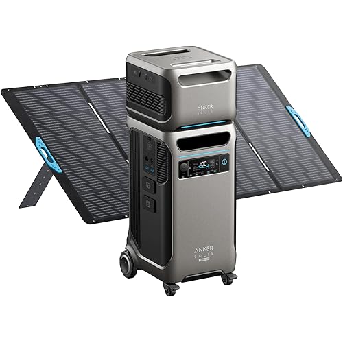 Anker SOLIX F3800 Plus Portable Power Station (Upgraded Version) and BP3800 Expansion Battery with 400W Solar Panel, 7.68kWh, 3200W Solar Input, Generators for Home Use, For Power Outages, Emergencies