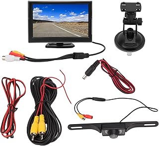 Monitor de estacionamento reverso de alta definição de 7 polegadas丨Sistema de monitor de tela de câmera de carro丨Kit de sistema de câmera de backup Monitor de retrovisor de 5 polegadas V1 V2 Entrada de vídeo de alta definição 12-24V para (Câmera da placa de licença)