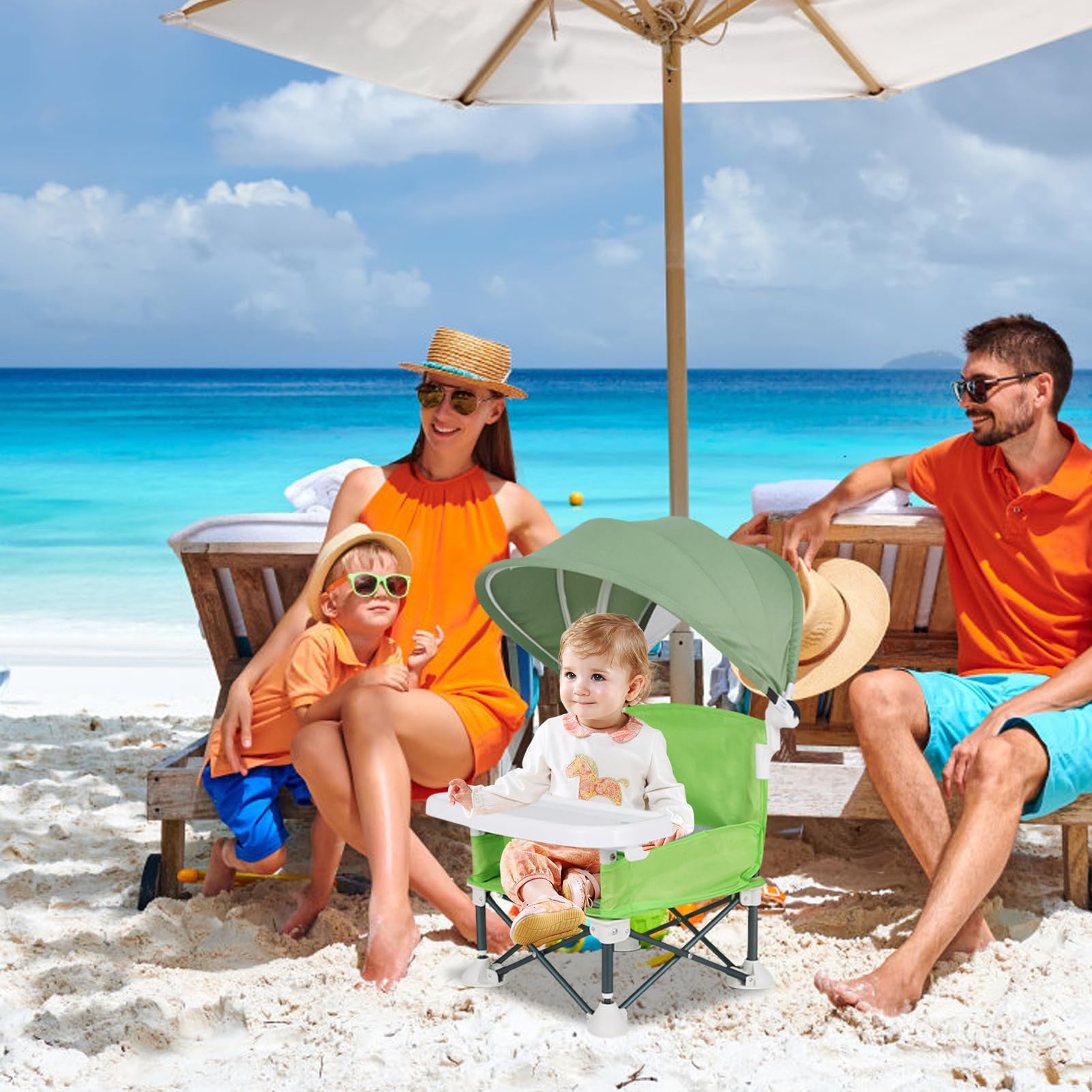 Chaise Portable Pour Bébé Repas Siège Pliant pour Enfant avec Plateau pour | Siège Repas Pliable Avec Pare-Pour Maison Pique-Nique Plage