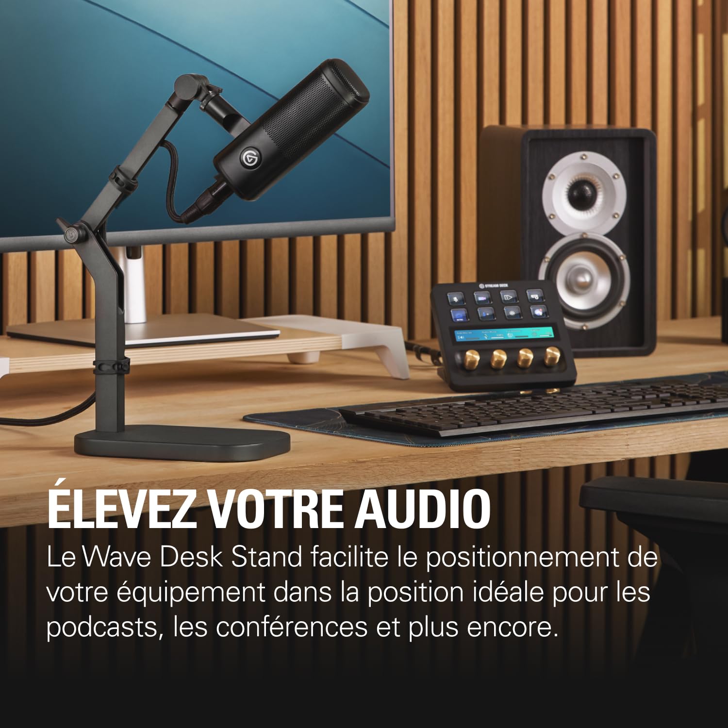 Elgato Wave Desk Stand – Support pour microphones | Réglable, compatible HyperX, Rode, Fifine, Shure et plus, filetage 1/4, 3/8 et 5/8, enregistrement/podcast