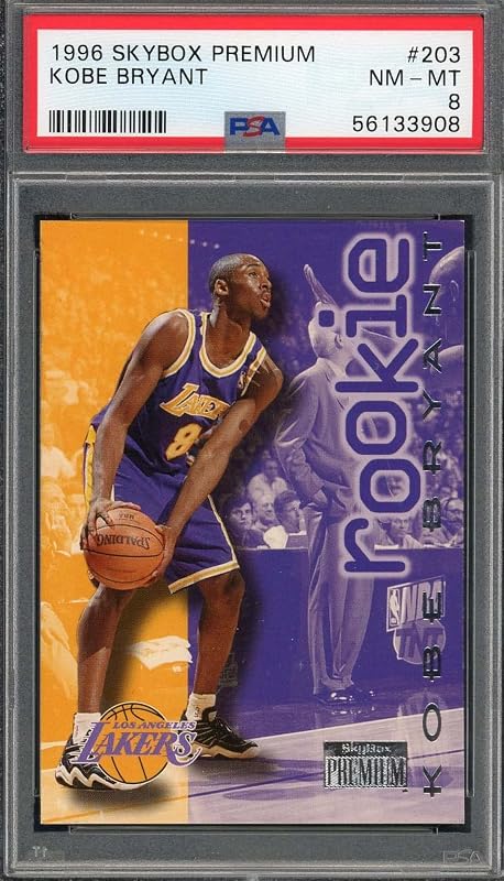Kobe Bryant 1996 Skybox Premium Rookie Card #203 PSA 8 Graded (Cert #56133908) | Authenticated Kobe Card