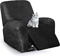 Vista 122 de Fundas para sillas reclinables con aspecto de cuero, funda elástica de 4 piezas, funda suave para silla reclinable, protector de muebles lavable