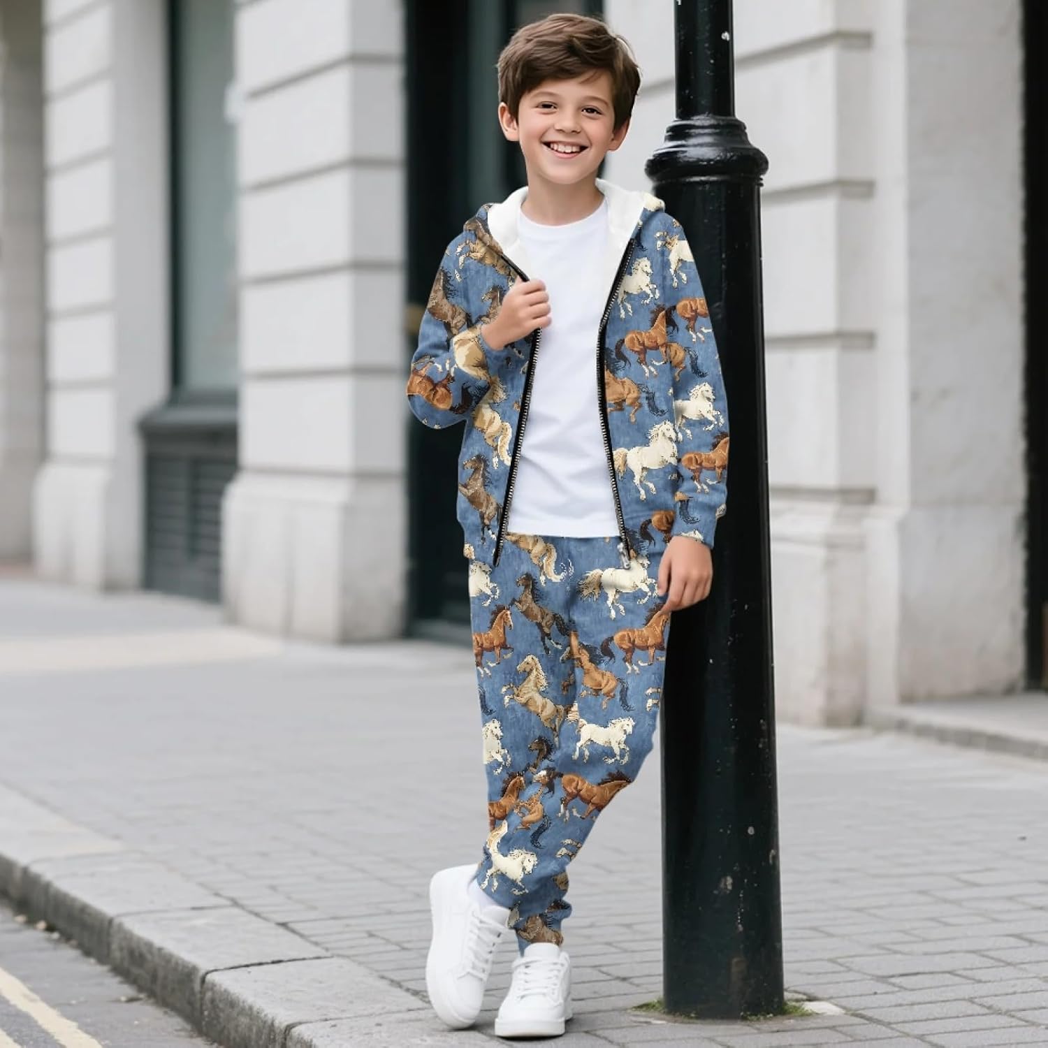 HUIACONG Girls Sweatsuits for Age 6-15 Kids Sweat Set for Children Boys Tracksuits