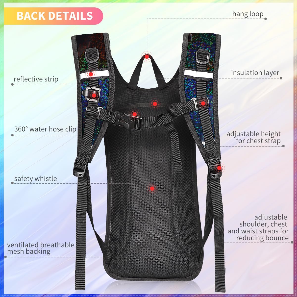 Hydration Backpack, Water Backpack with 2L Hydration Bladder, Rave Backpack Hydration Pack, Festival Essential for Raves, Hiking, Cycling, Climbing, Running, Outdoor, Camping and More - Image 2