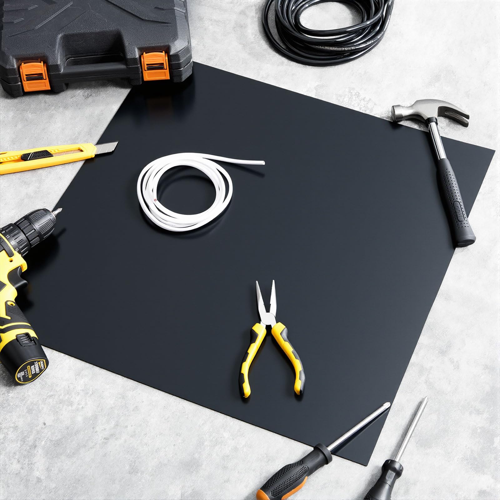 2 alfombrillas de goma de 20 x 20 pulgadas, aislamiento de 1000 V, alfombrilla de goma de seguridad eléctrica de alto voltaje, color negro, adecuada para cualquier área que necesites