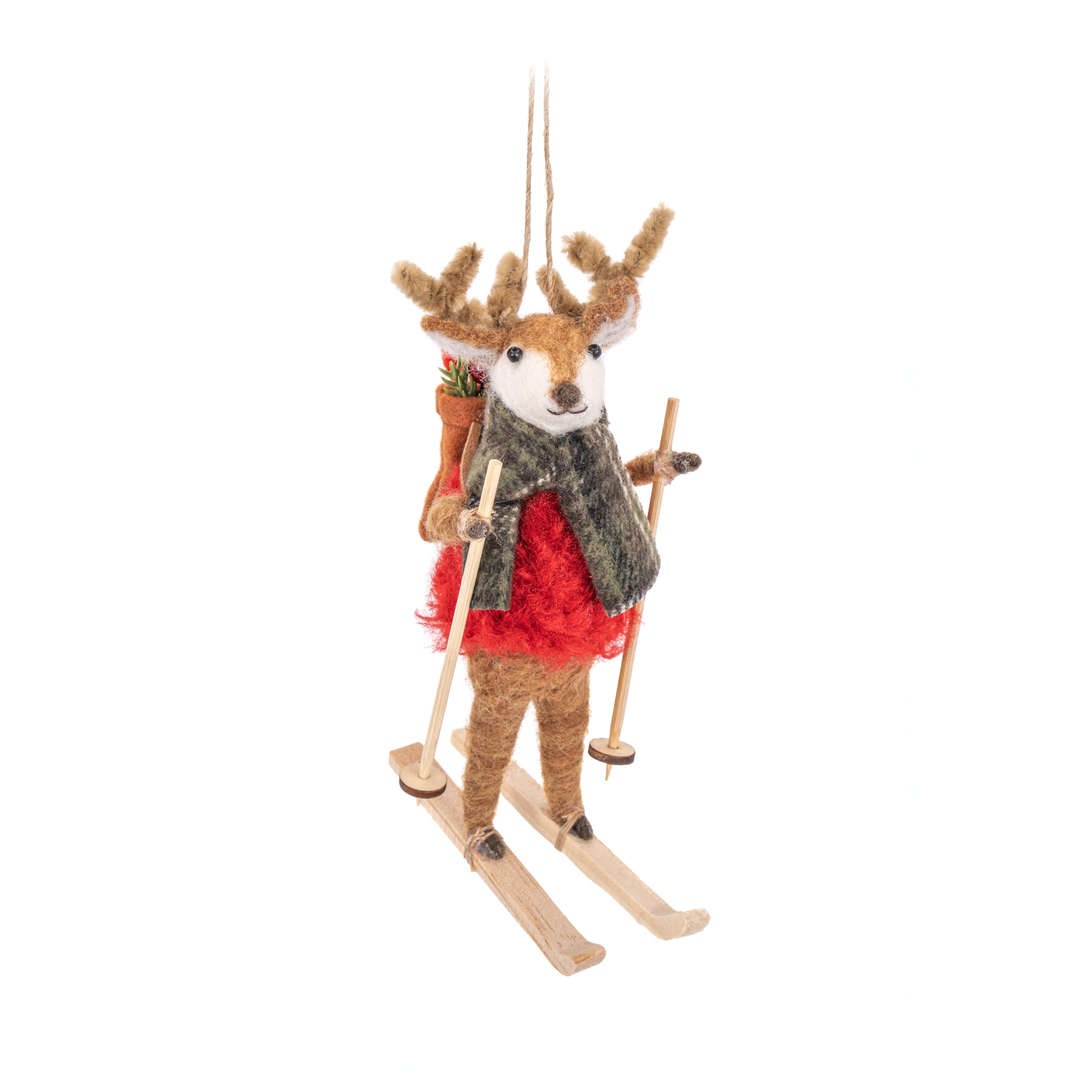 Sass & Belle Sass And Belle Skiing Reindeer Felt Decoration