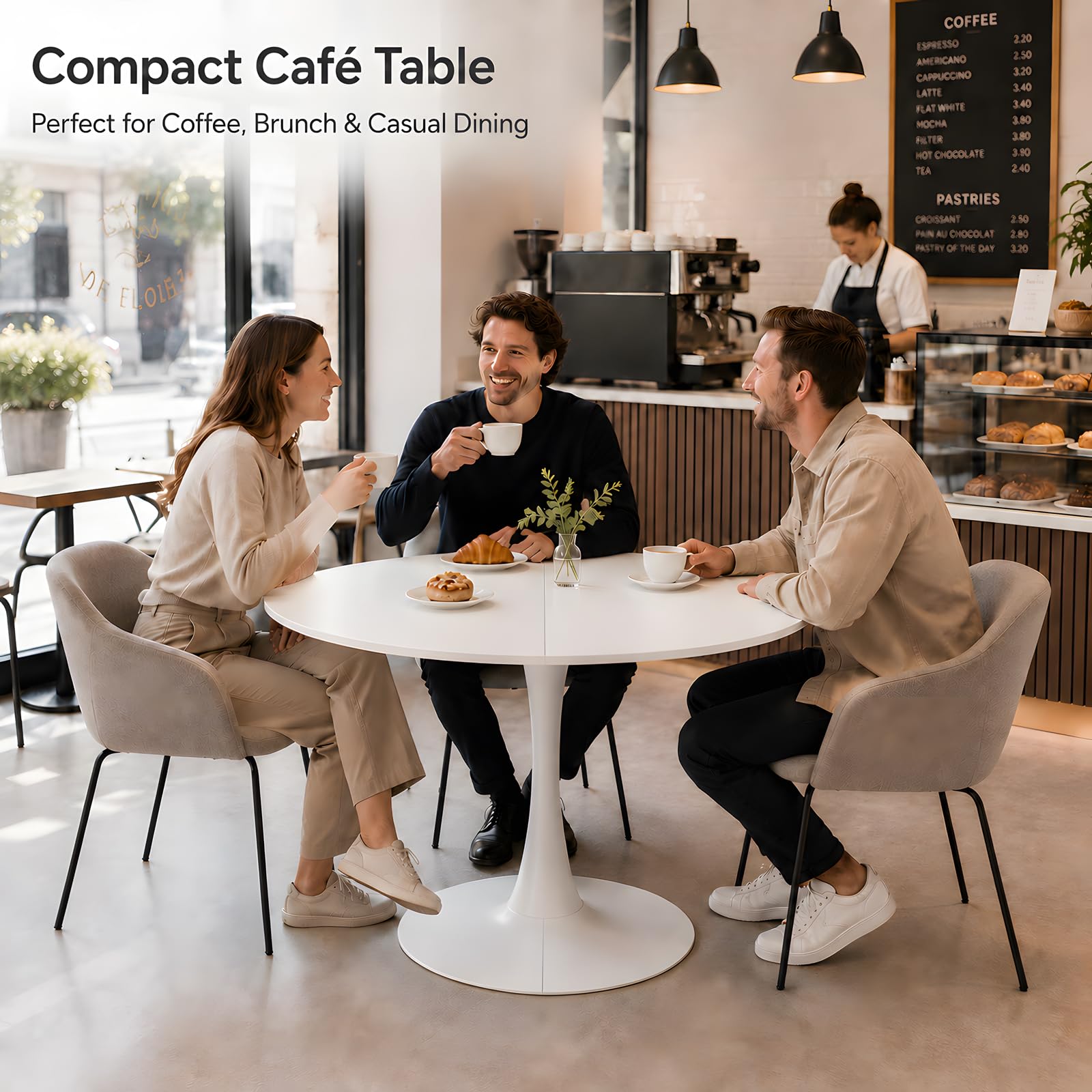 tavolo pranzo rotondo bianco 110 cm da cucina rotondo 4-6 posti, Tavolo da Cucina, Bistro e Conferenze