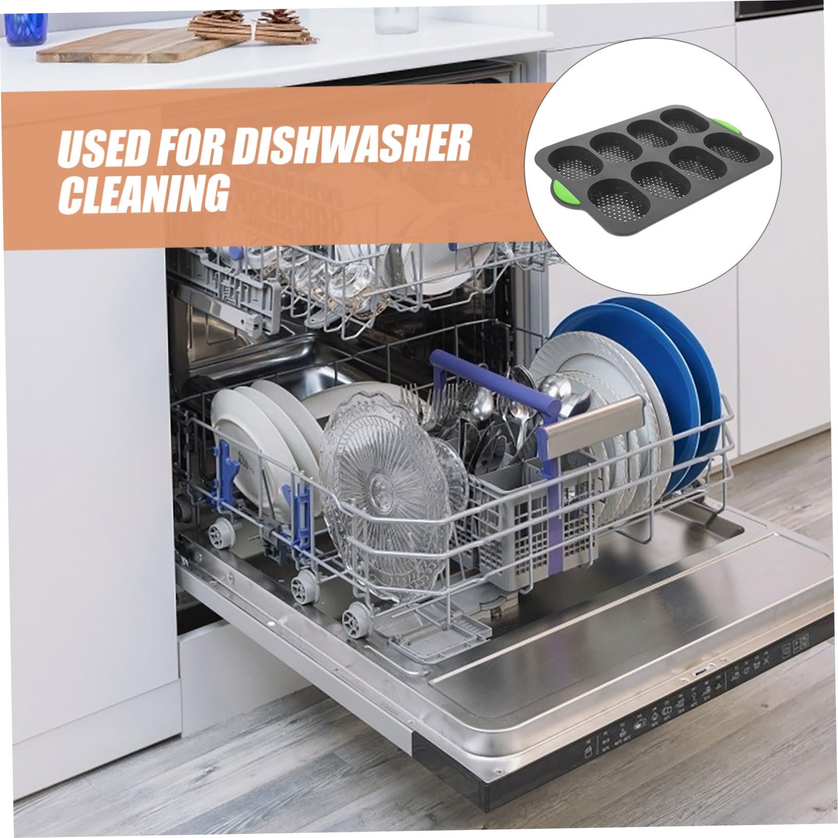 OKUMEYR 1Set Silicone French Bread with Brushes Non Stick Baking for Bread Rolls and Easy to Clean for Homemade Bread