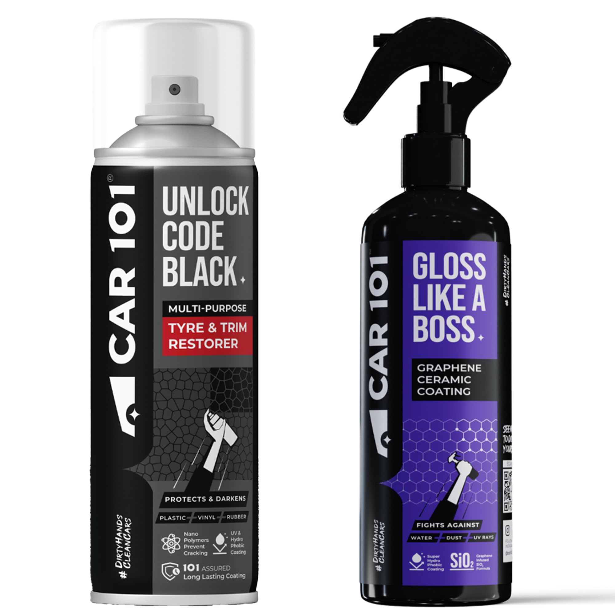 CAR101 Shine & Shield Combo | 300ml Graphene Coating & 250ml Tyre & Trim Restorer | Ceramic Coating, Hydrophobic Finish Spray | Multi-Purpose Protectant for Plastic, Vinyl, Rubber-image-44
