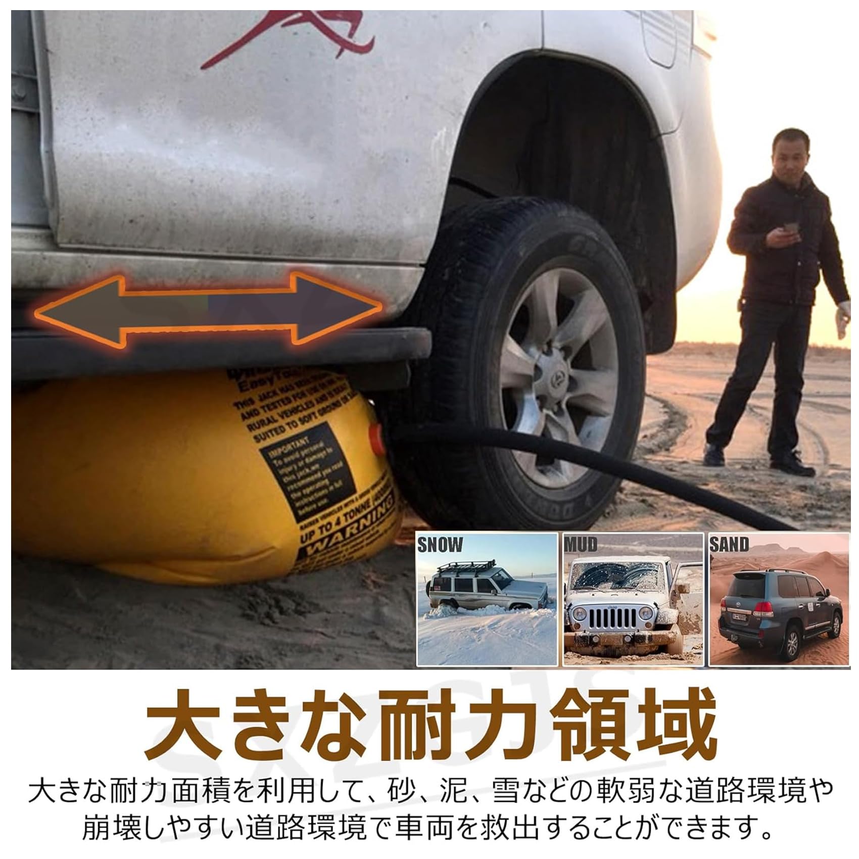 Amazon.co.jp: エアージャッキ 車 2トン 排気ジャッキ オフロード 簡単