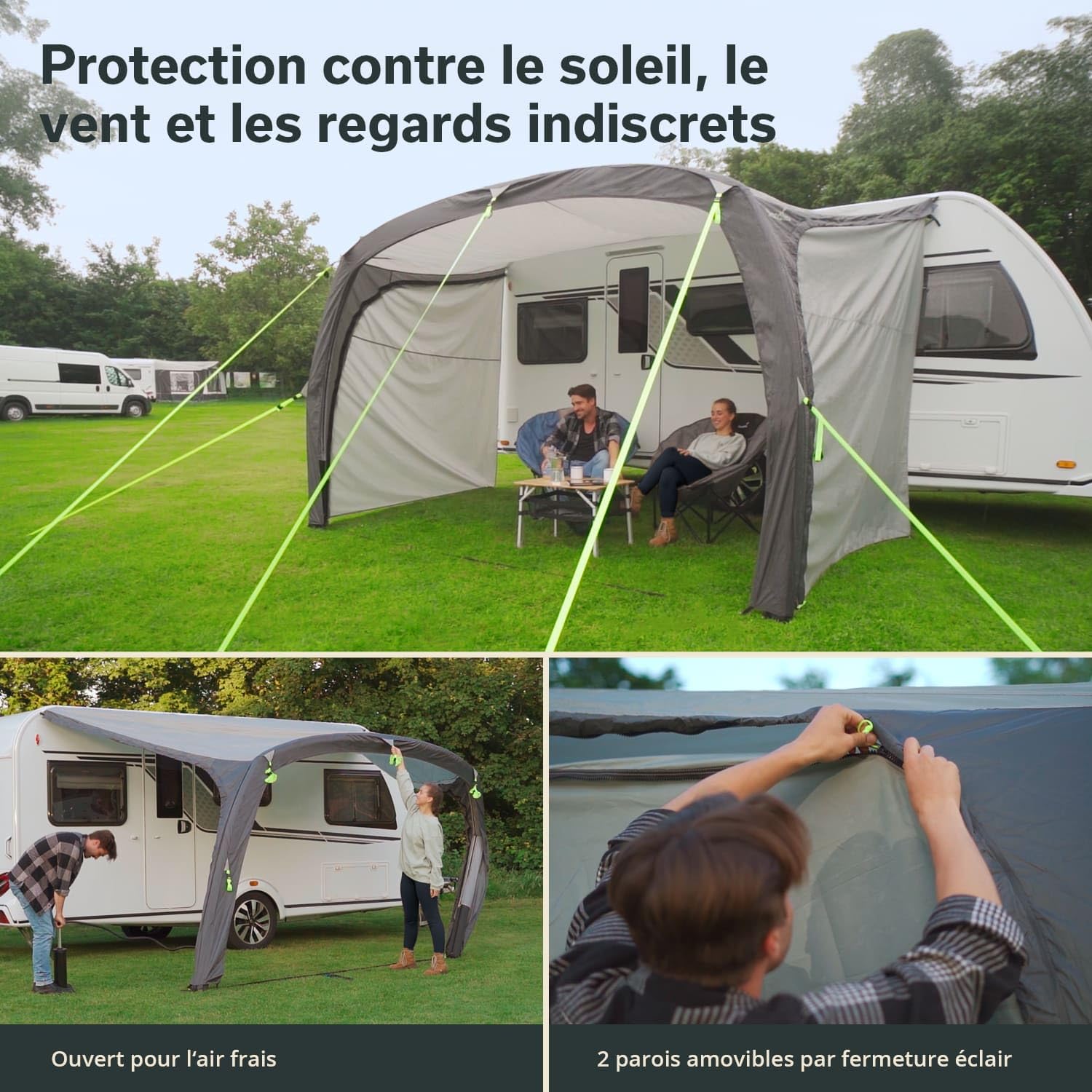 Skandika Auvent Vika Air Caravan 400 Set | Auvent Gonflable avec parois latérales, CaravanTarp, Voile d'ombrage UV 50+, Colonne d'eau de 3000 mm| pour Camping-Car, Caravane, Bus
