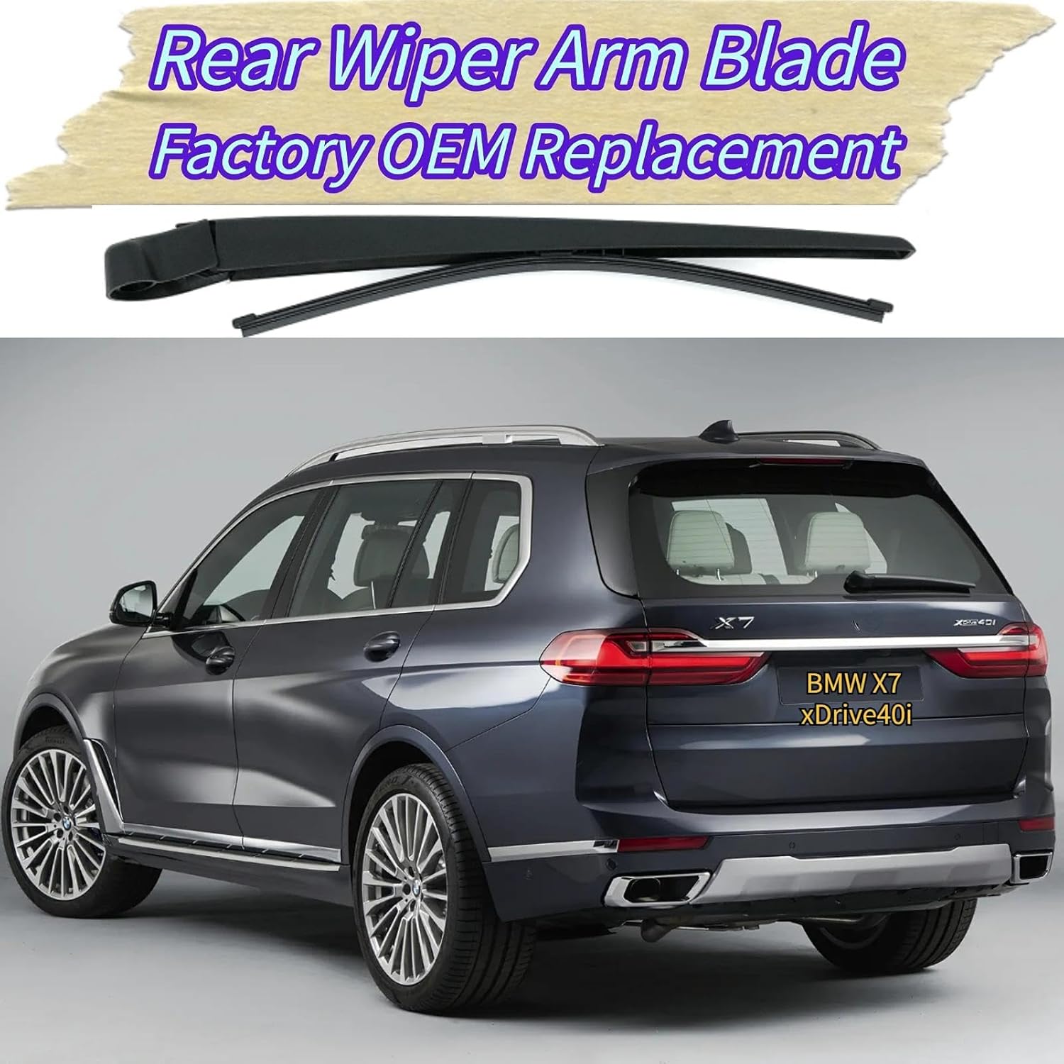 Rear Wiper Blade Arm Replacement for BMW X7 G07 2019-2025 2024 2023 2022 2021 2020 - OEM Fit for M50i xDrive40i xDrive50i Models - All-Season Rear Back Windshield Wiper Blade Set