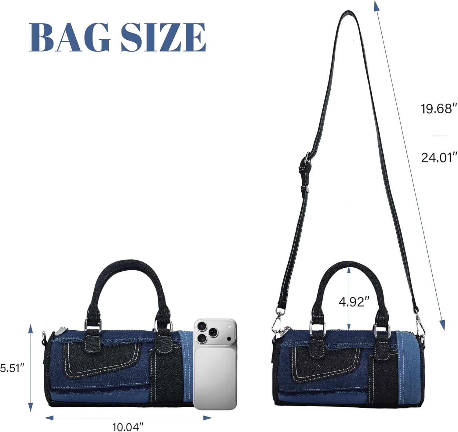 Arkefi Swing Bag Shoulder Bags for Women Denim Purse Patchwork Crossbody Evening Handbag Clutch - Image 3