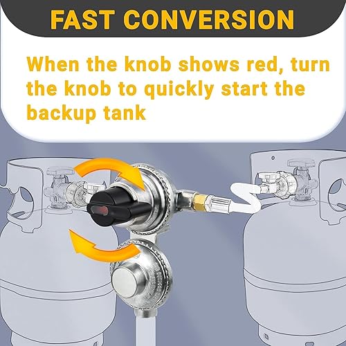 Miniatura 4 de Regulador de propano para tanque de RV 2, regulador de propano de cambio automático de 2 etapas, reguladores de gas lp para vehículos recreativos,