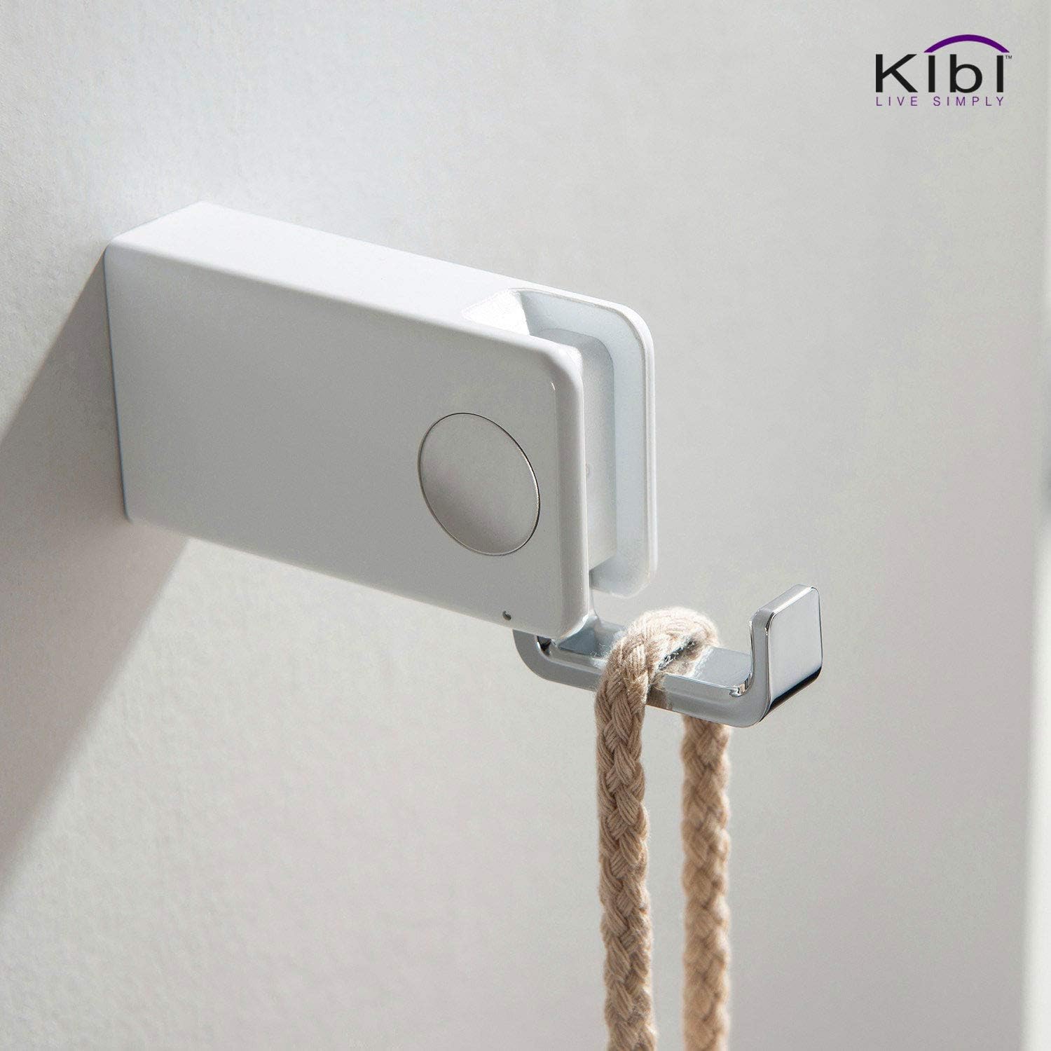 KIBI Artis Wall Mounted Robe Hook in Chrome White – Stainless Steel Construction, Modern Bathroom Wall Hook – Rust-Resistant, Space-Saving, Durable Design for Towels & Robes (KBA1001)