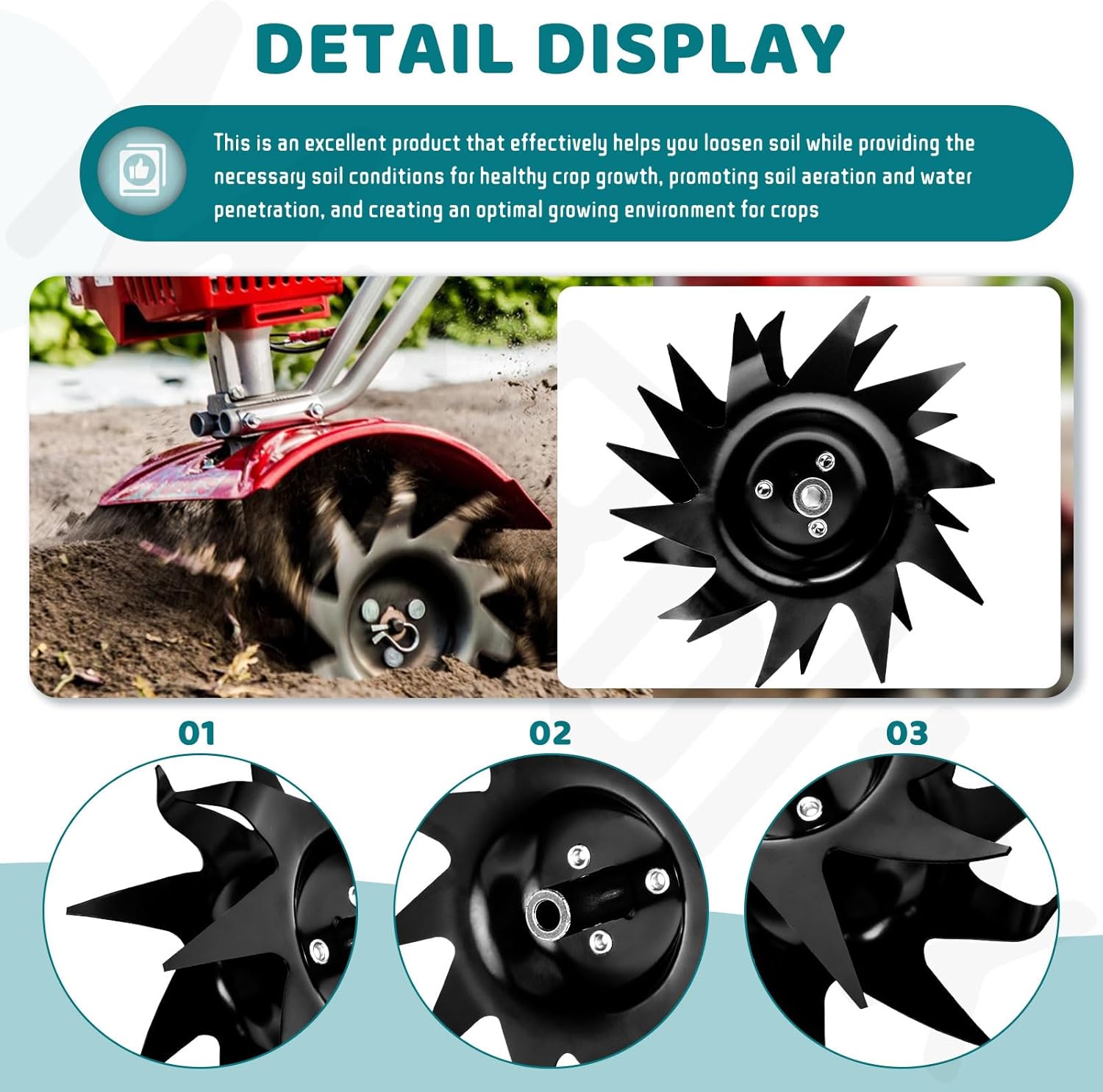 1622 Power Tiller Tines & 4333 99988800900 Power Tiller Kick Stand Compatible with Mantis Echo 7260 7261 7262 7222 7924 7225 7940 7920 Tiller/Cultivators, Till up to 10-Inch deep and 9-Inch Wide