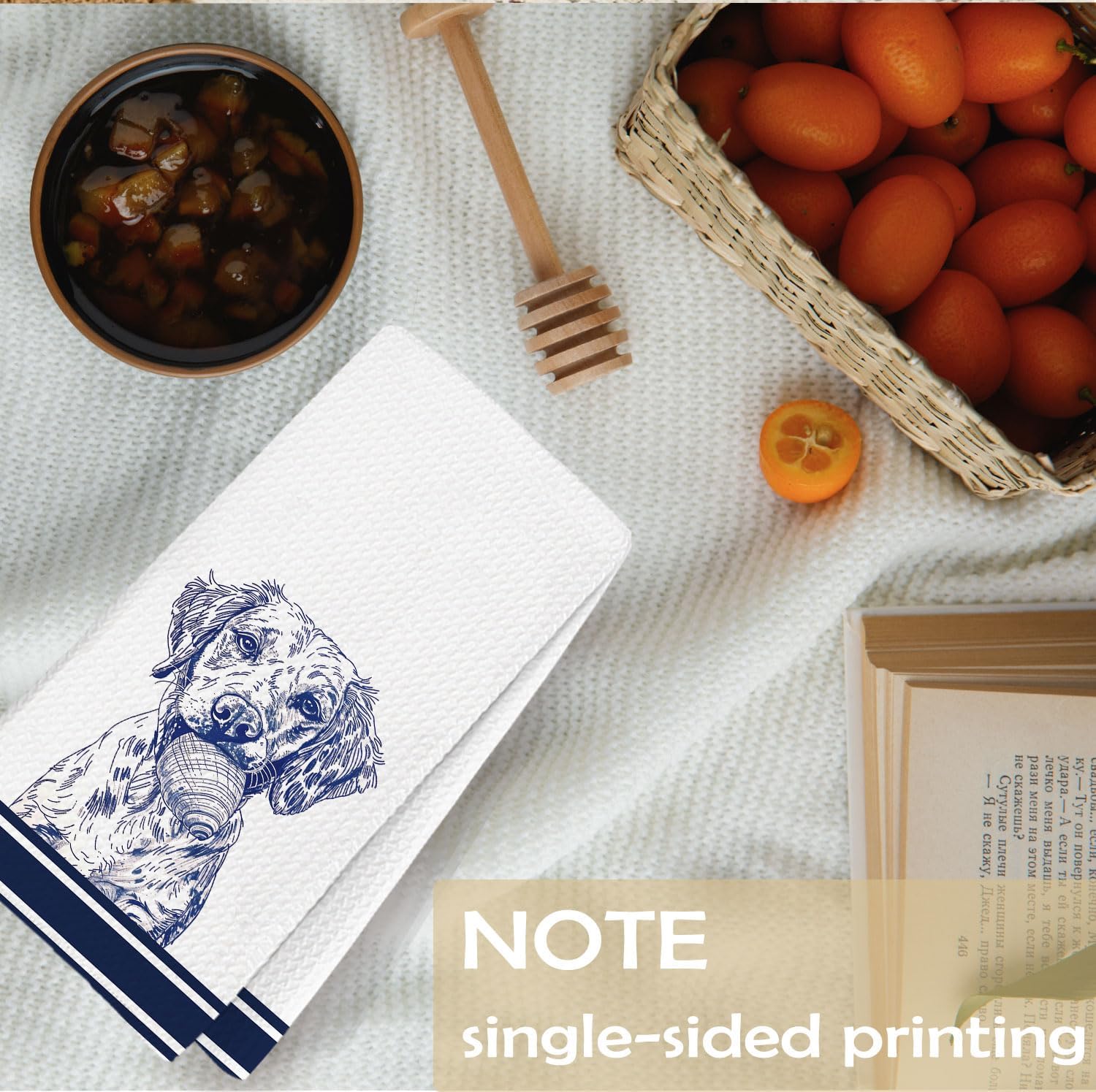 Funny GoldenRetriever Kitchen Towels,Coastal GoldenRetriever Gift Dish Tea Towel for Kitchen, Dog Lovers for Mom Dad Gifts, Ocean Beachy Hand Towels for Bathroom Lake House Decor,16x24 Inch - Image 6